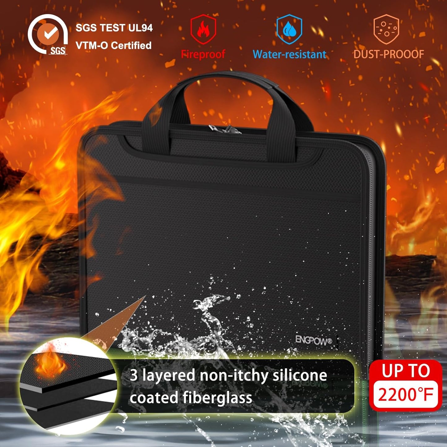 ENGPOW Accordion File Organizer,Fireproof Expanding File Folder with Multi Pockets,13 Colorful Pockets Document Organizer with Handle & Labels,Portable Home Travel Safe Storage for Letter A4 Files