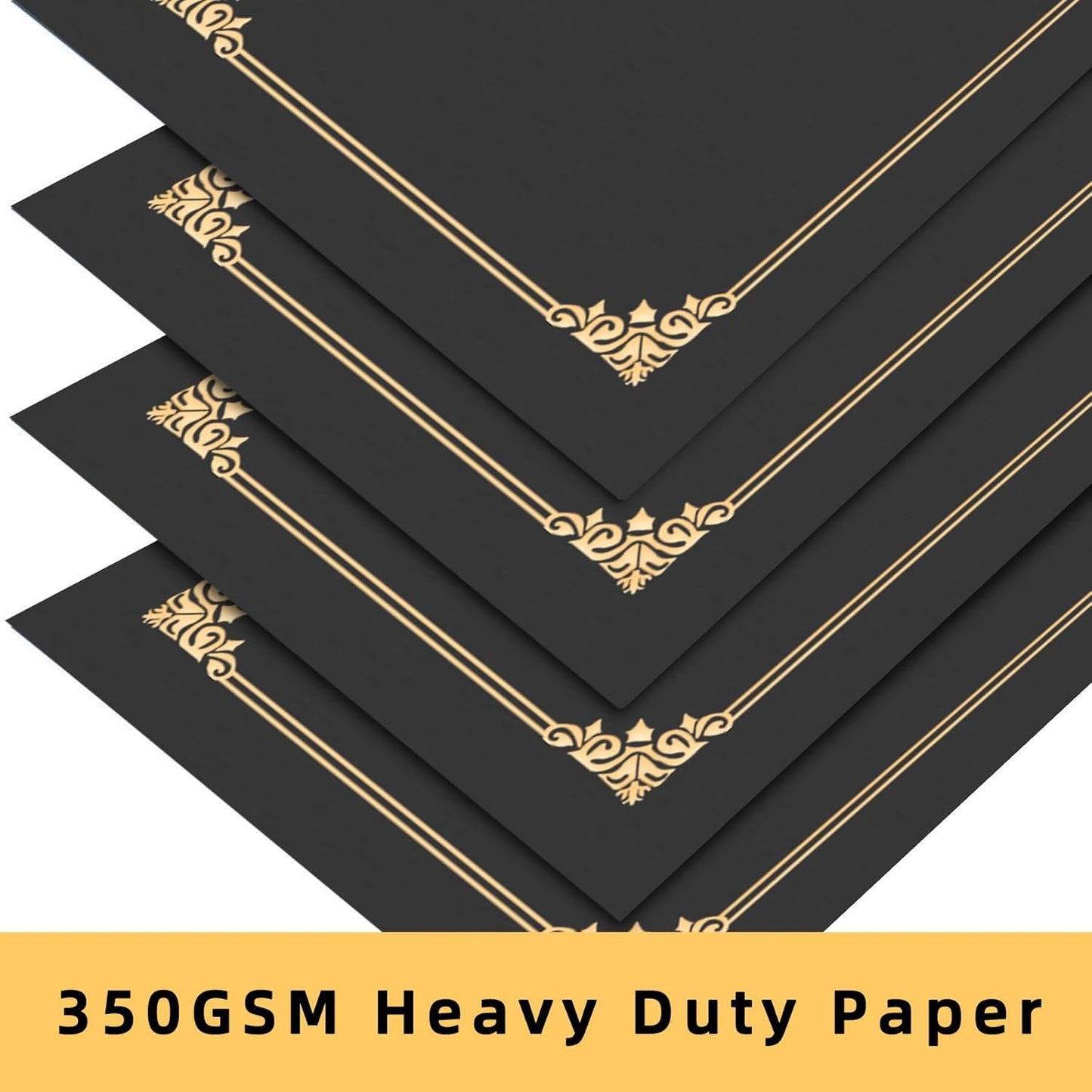 HAUTOCO 90 Pcs Certificate Holders, Black Diploma Folders Document Covers with Gold Foil Border for Letter Size 8.5x11 Cardstock, Award, Graduation