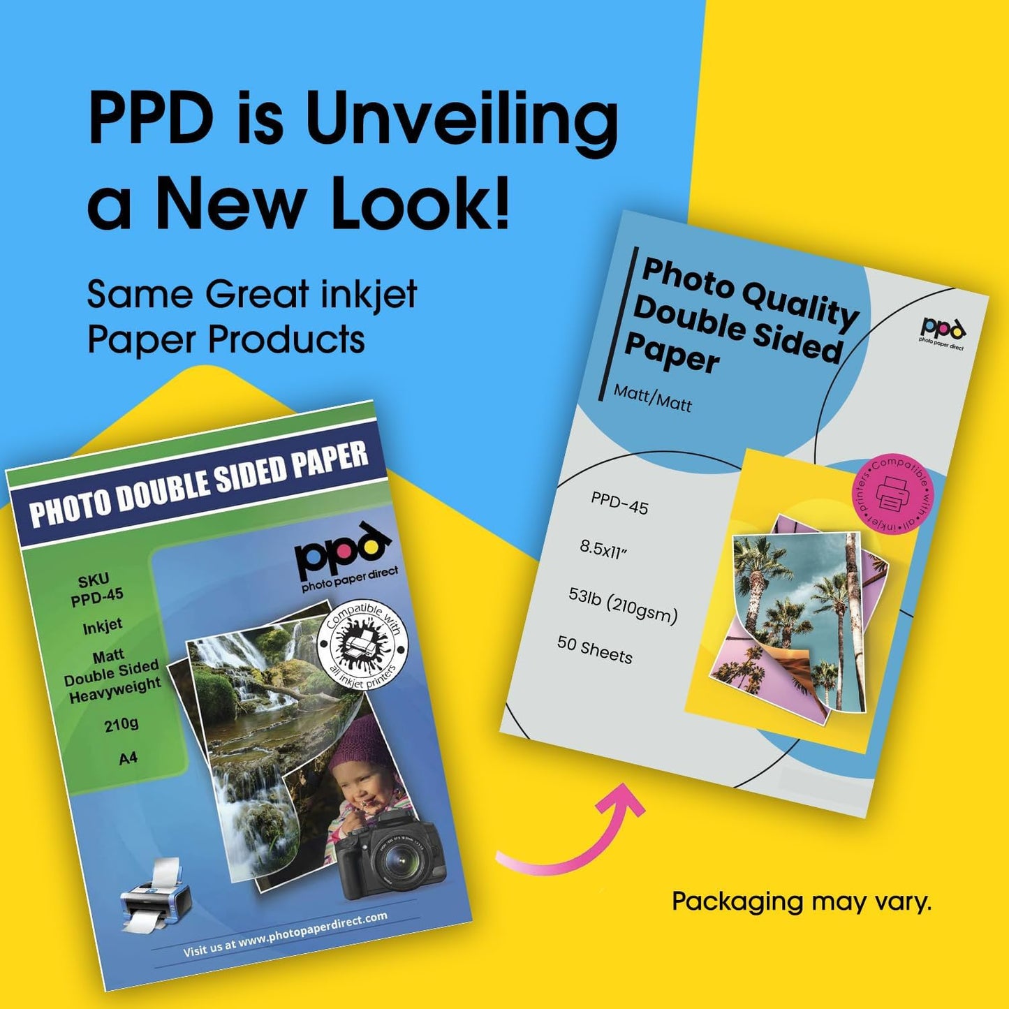 PPD 50 Sheets Inkjet Matte Double Sided Heavyweight Photo Quality Paper LTR 8.5 x 11 53lbs. 210gsm 9mil (PPD-45-50)