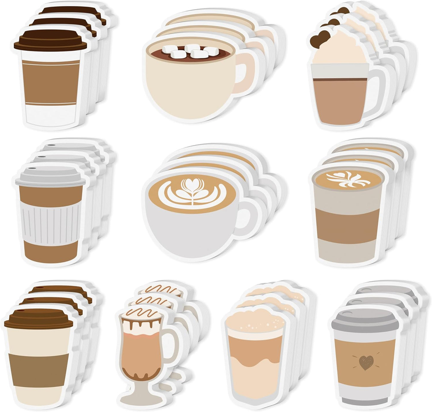 Xqumoi 30 Pack Coffee Cup Sticky Notes - Funny Self Sticky Notepads Writing Memo Pads for Coffee Lover Office School Supplies Student Kids Gift Class Reward Birthday Party Favors Goodies Bag Fillers