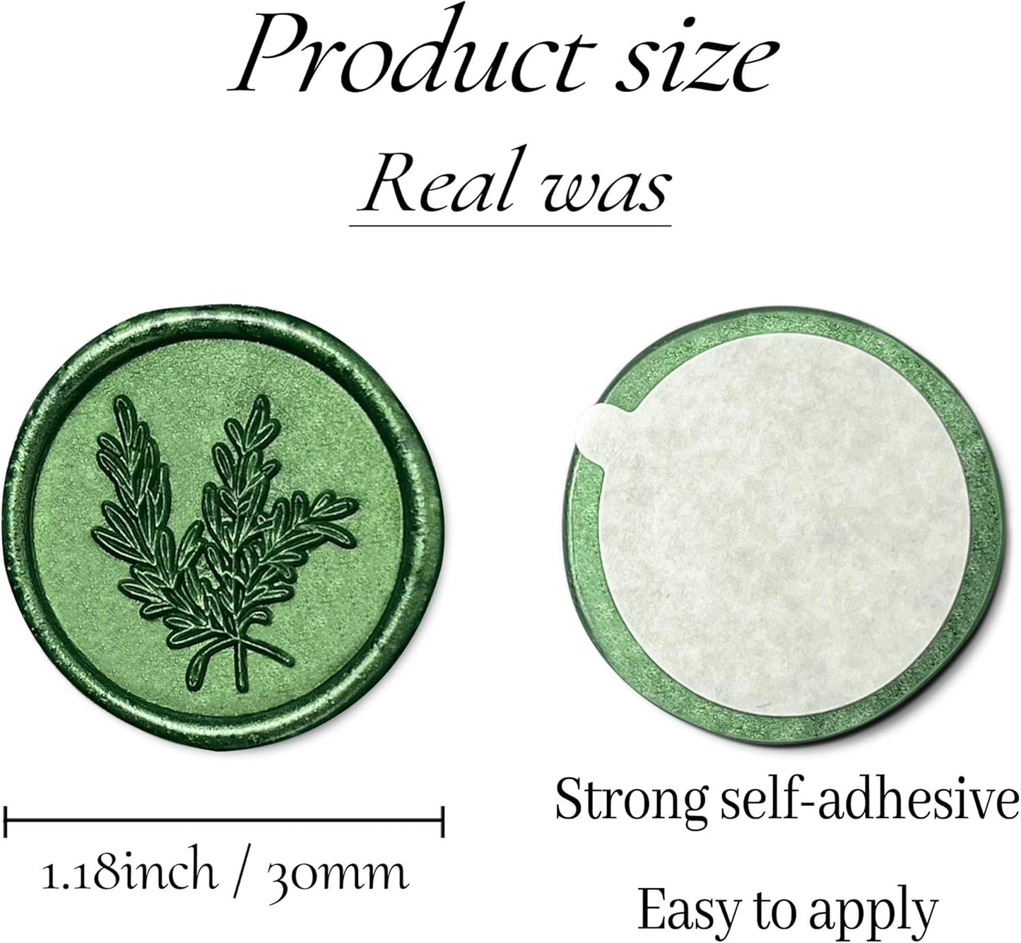 100Pcs Wax Seal Stickers Handmade Envelope Seals Self Adhesive Wax Stickers for Wedding Party Invitations, Envelope, Gift Wrap, Christmas(Rosemary Style, Green)