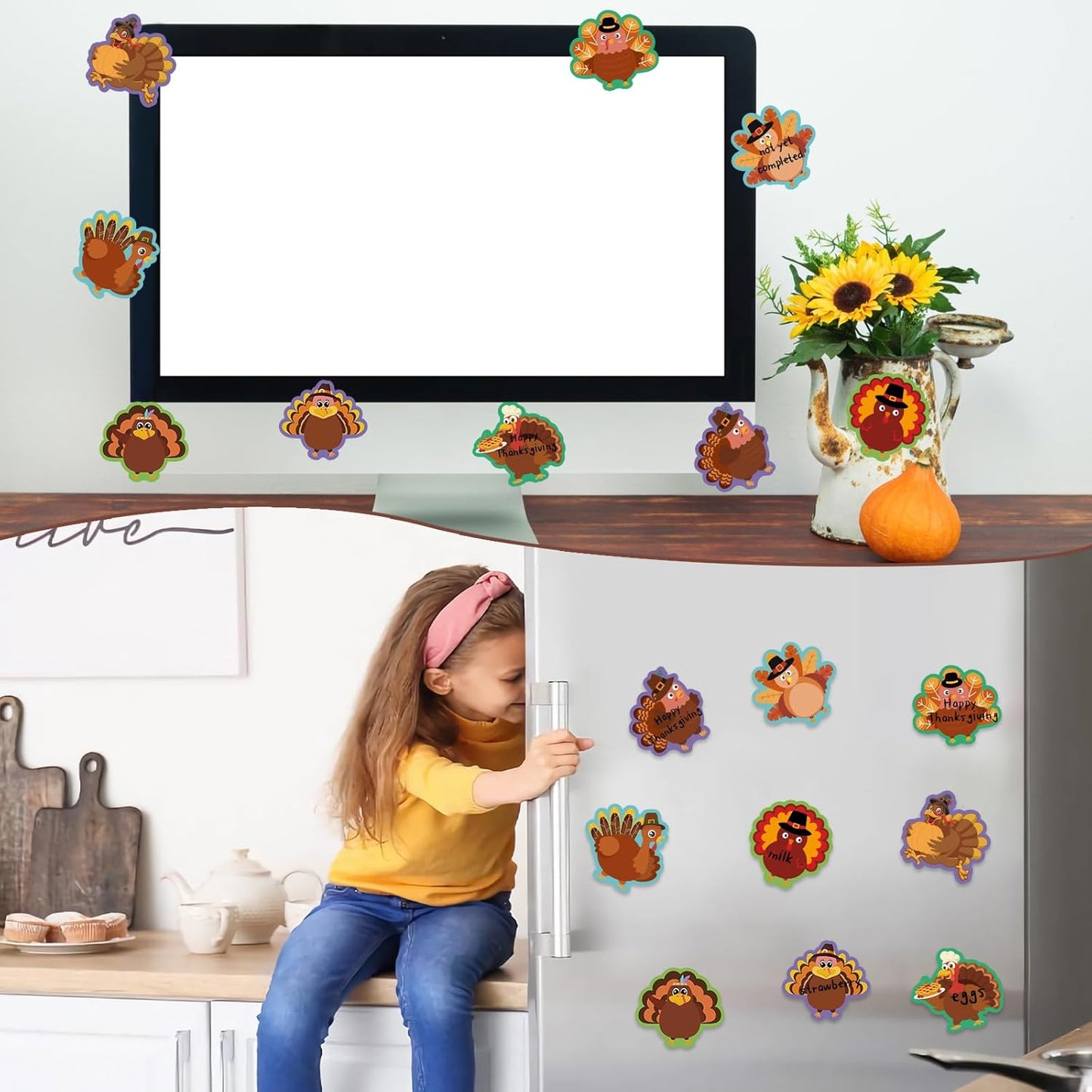 600 Sheets Thanksgiving Turkey Sticky Notes, Self-Adhesive Thanksgiving Notepads Turkey Self Sticky Memo Pads for Fall Harvest Party Favors School Office Supplies