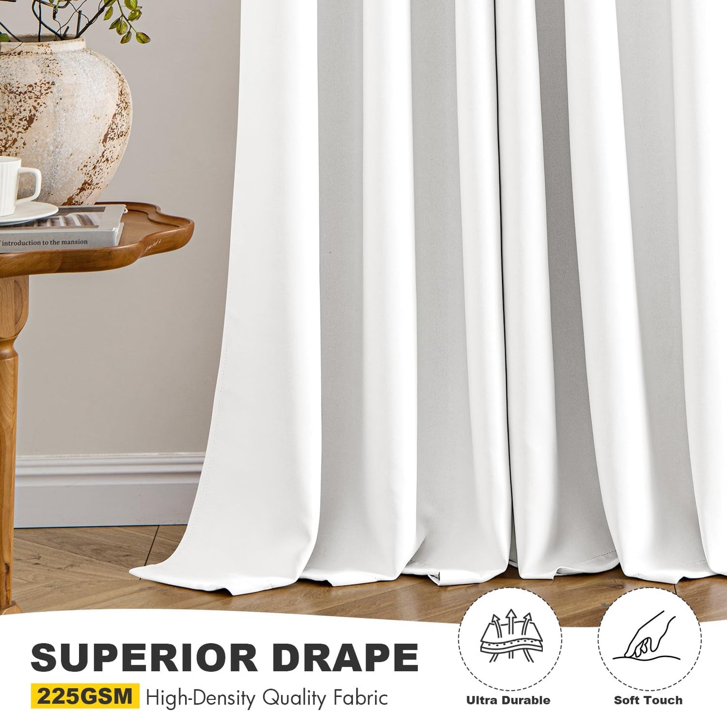 MIULEE Pure White Room Darkening Curtains - Grommet Top Bedroom Window Treatment Curtains Thermal Insulated Drapes for Living Room Kitchen Light Blocking Drapery, 40 x 54 Inches Long, 2 Panels