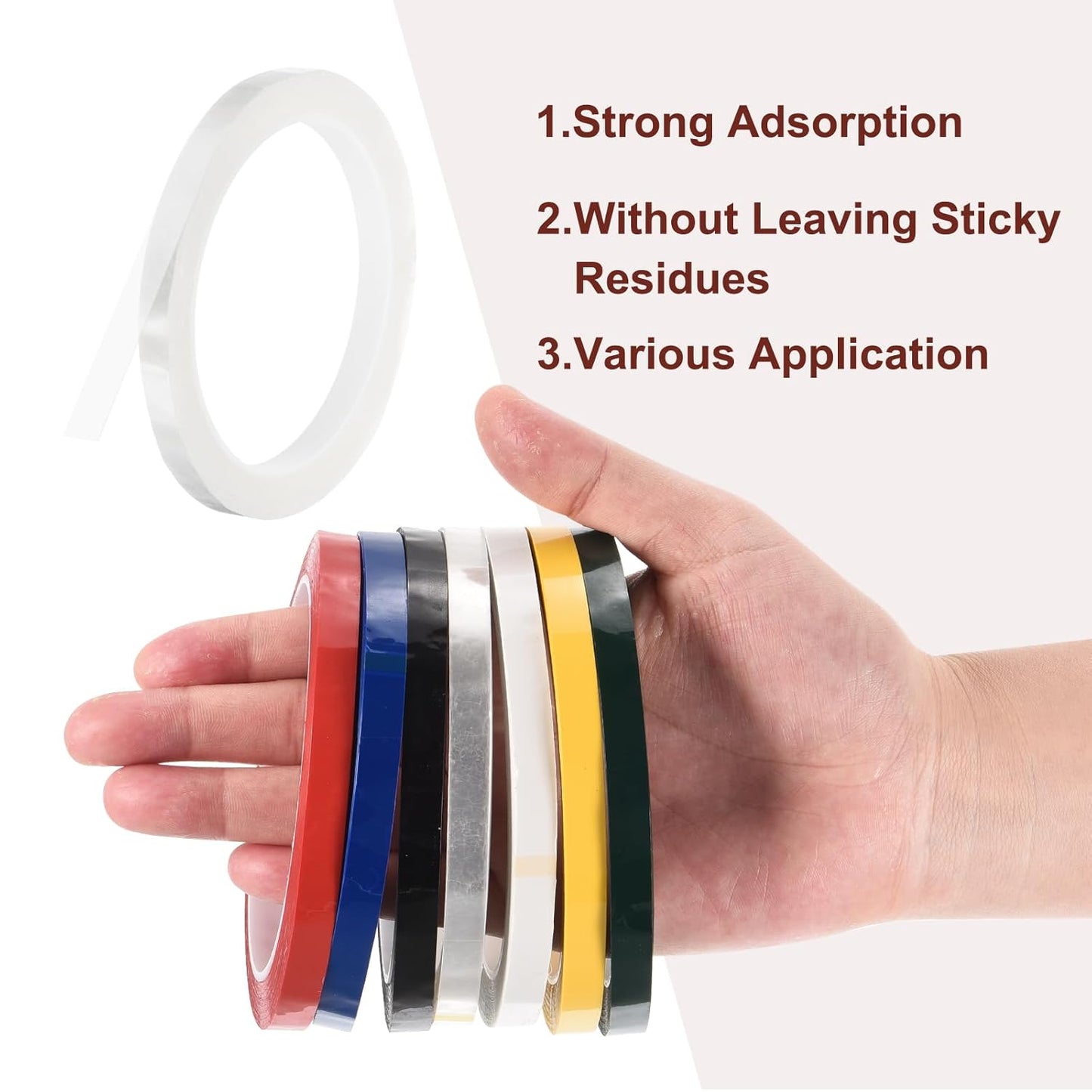 MECCANIXITY 10 Rolls Whiteboard Tape Graphic Chart Tape 8mm 54.7 Yard Art Tape Thin Self-Adhesive Pinstripe Tape Masking Tape for Gift Wrapping Craft Supplies, Clear