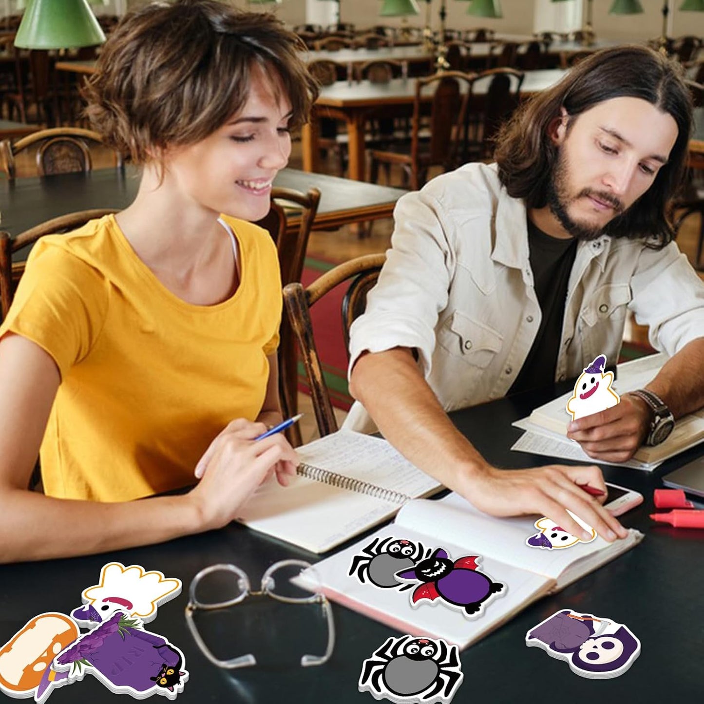 600Pcs Halloween Sticky Notes, Self-Adhesive Halloween Note Pads Spider Pumpkin Ghost Memo Pads Removable Halloween Memo Notes for Halloween School Office Home Students Teachers Favors