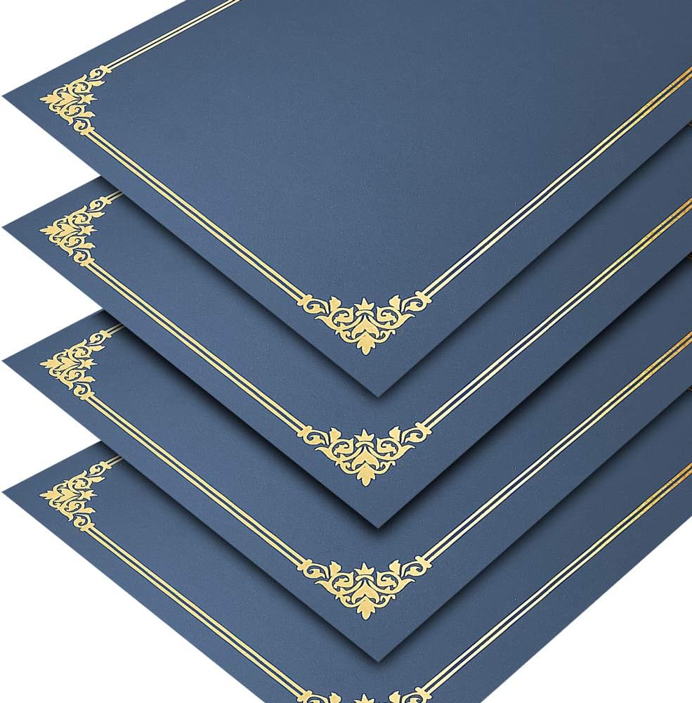SUNEE Certificate Holders(Navy Blue, 50 Packs), Diploma Covers Gold Foil Border, for Letter Size 8.5x11 Certificates, Cardstock, Document Papers