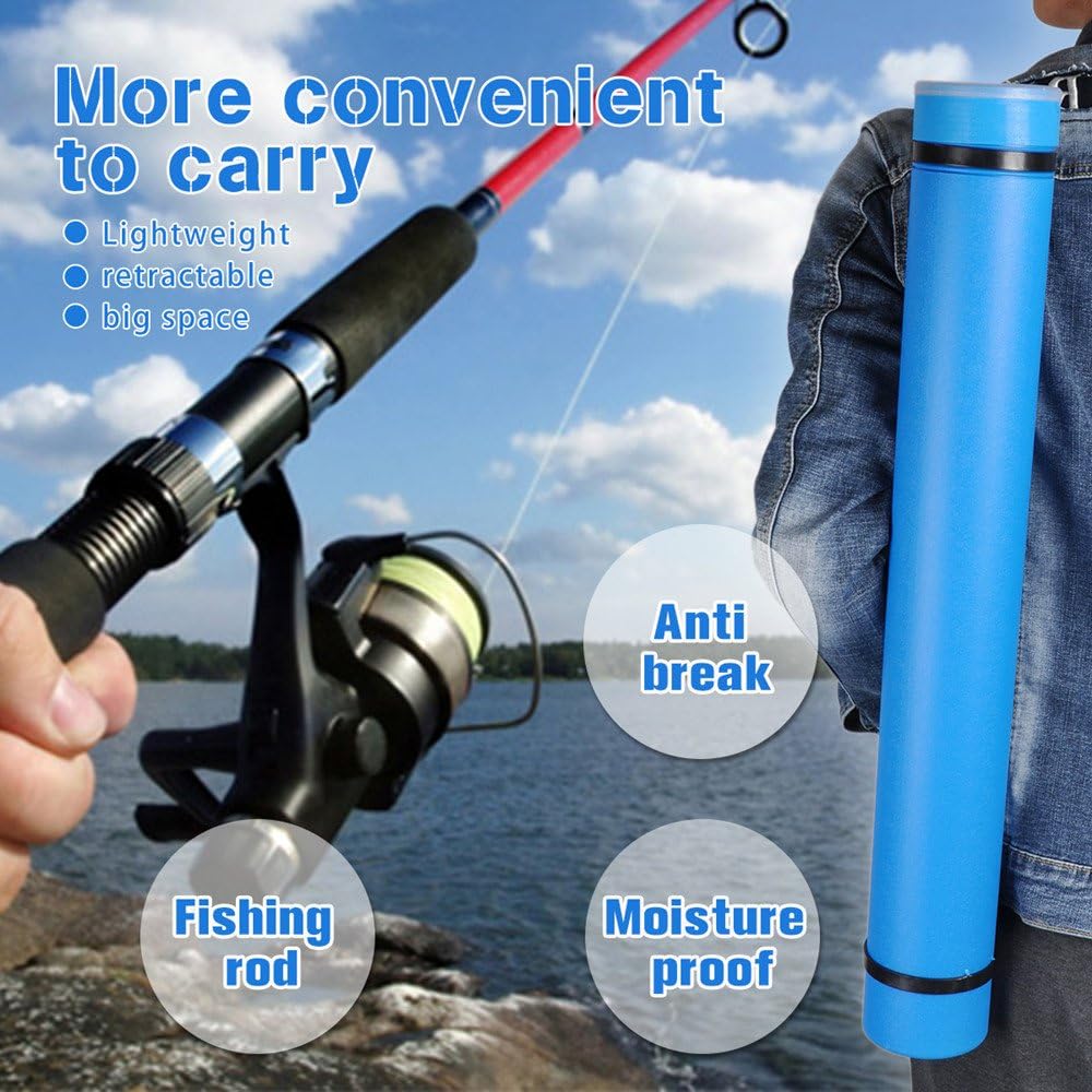 DEWEL Document Tube,Plastic Expanding Poster/Art/Document Storage Tube 24.5 to 40 inches Adjustable with Carrying Strap Waterproof and Light-Resistance Telescoping Carrying Case (Blue-Large Size)