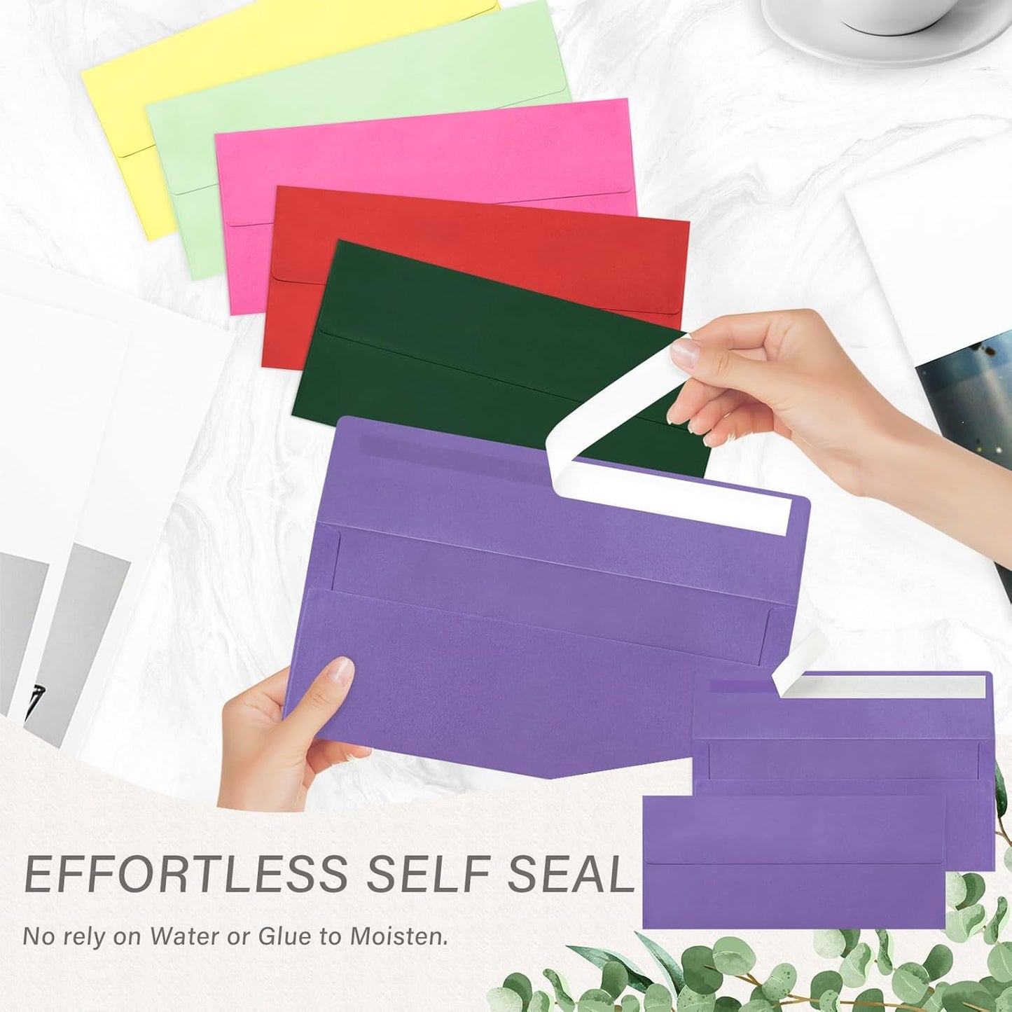 50 Pack #10 Business Envelopes, Self Seal Standard Purple Envelopes for Secure Business & Legal Mailing, Office, Checks, Letter, Invoices, 4 1/8 x 9 1/2 Inches
