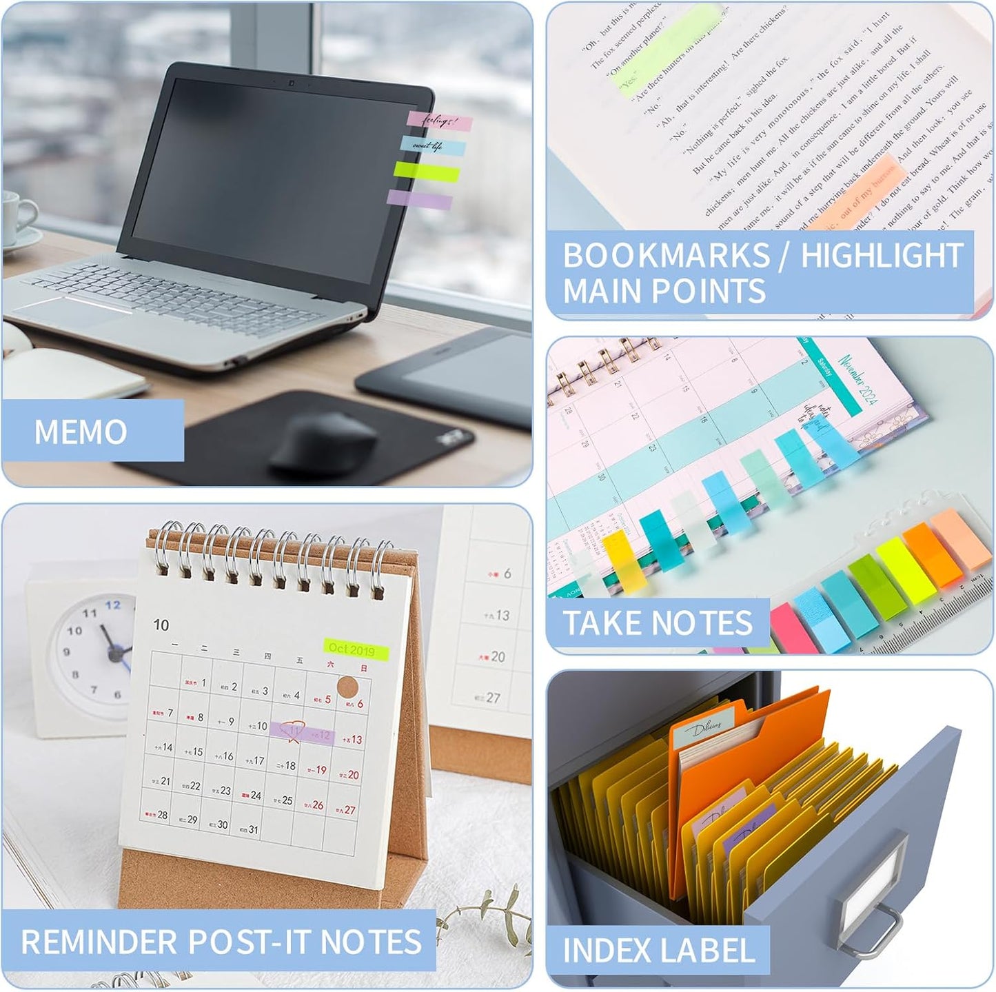 Annotation Tabs Transparent Sticky Notes - 2400Pcs Book Tabs Writable Morandi Sticky Tabs Clear Sticky Notes Page Markers Tabs for Annotating Books, Book Marks for Reading Annotation Supplies 12 Sets…