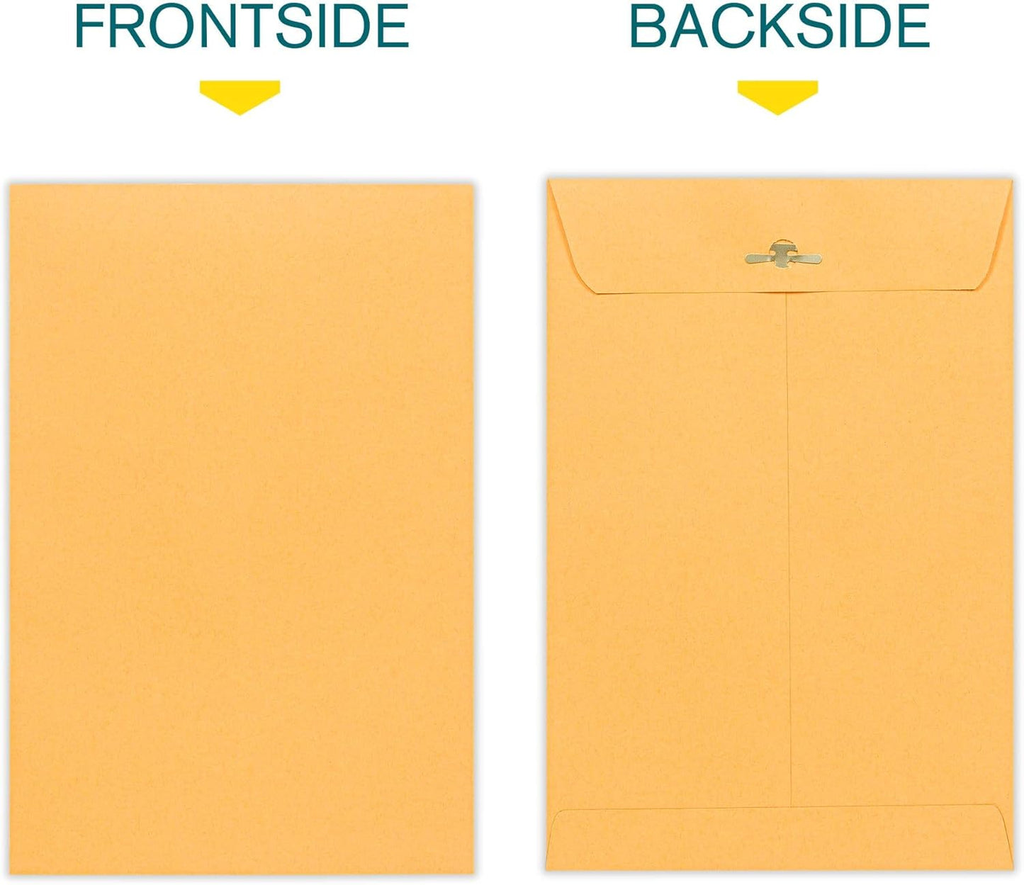 6x9 Clasp Envelopes – 100 Pack Brown Kraft Catalog Envelopes with Clasp Closure & Gummed Seal – 28lb Heavyweight Paper Mailing Manila Envelopes for Home, Office, Business, Legal or School