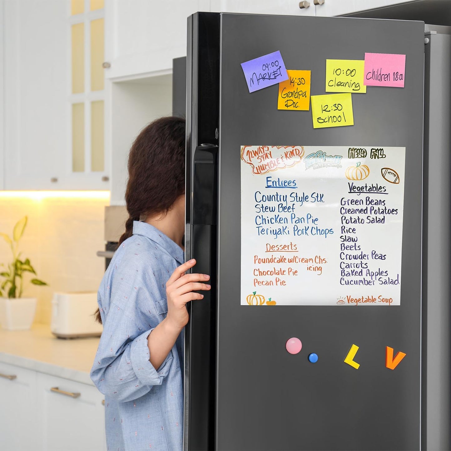 Magnetic Dry Erase Whiteboard for Refrigerators, 24" x 39" White Board on Wall for Organizer and Planner, Kitchen Fridge Shopping List with Marker, Magnetic Eraser and Magnets