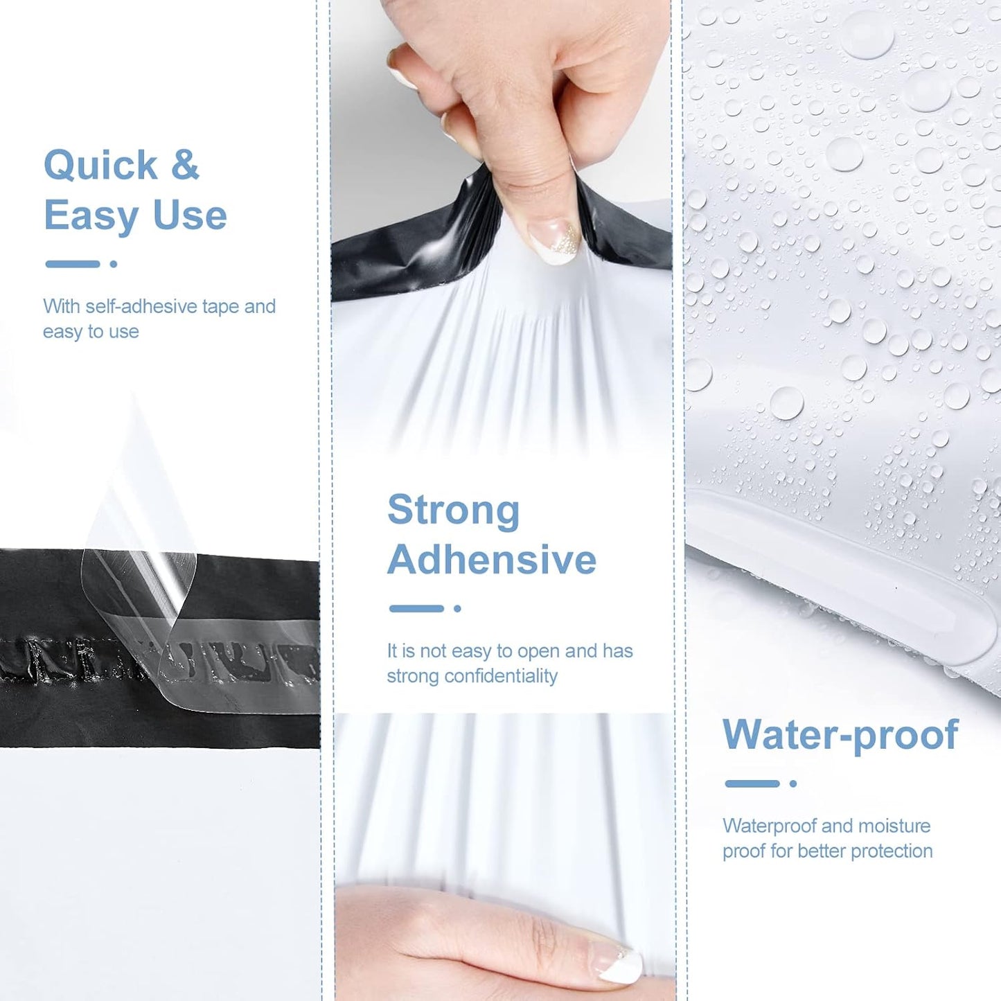 Metronic 300 Pcs Shipping Bags 14.5x19, Large Poly Mailers for Small Business Supplies, White Poly Bags for Clothing Packing Supplies, Strong Adhensive Self Seal Mailing Packing Bags Postal Bags