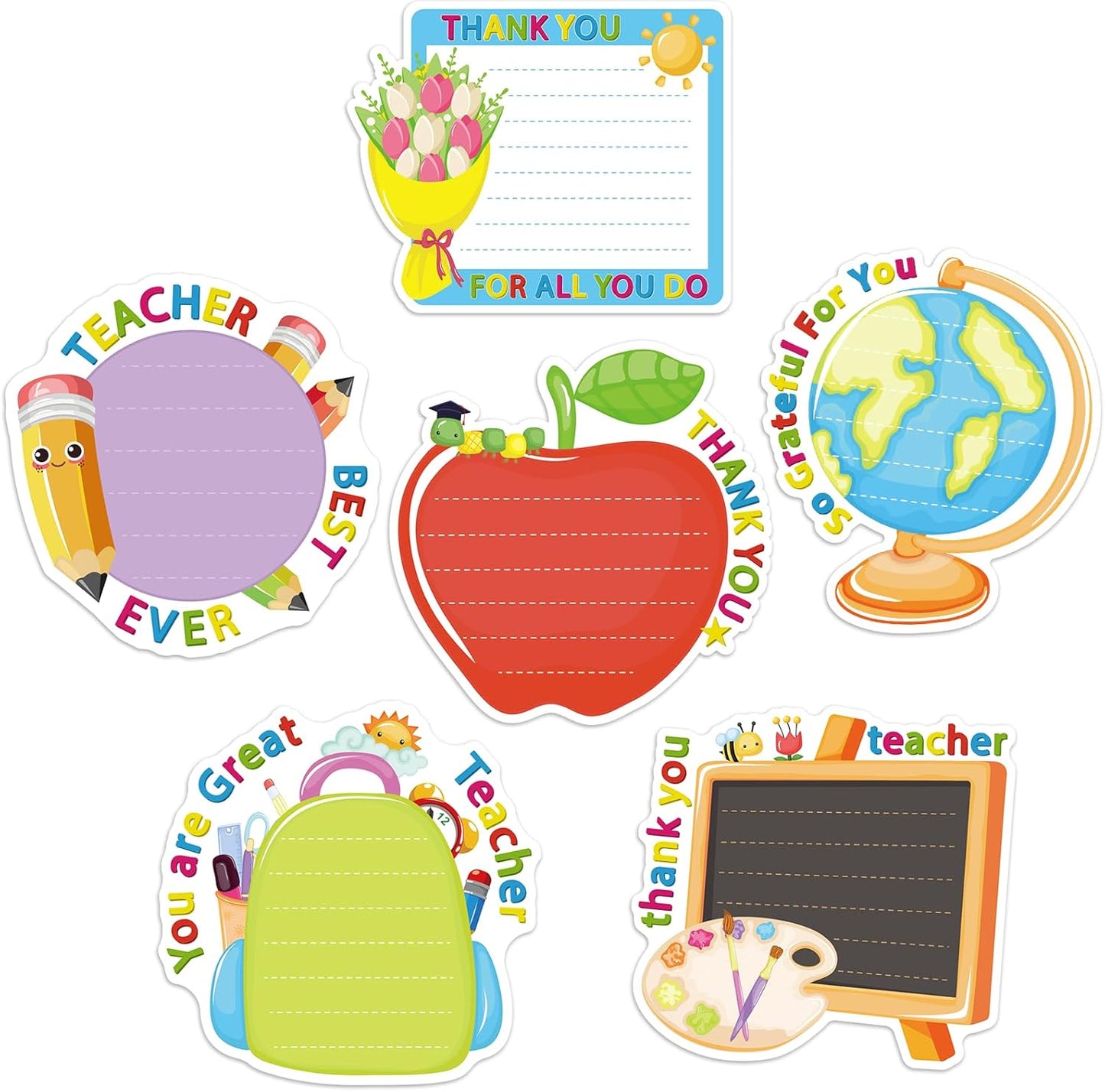 600 Pieces Teacher Sticky Note Pads, Funny School Bag Books Pens Flowers Sticky Notes Self Stick Small Memo Pads for Back to School Teacher Party Favor Supplies