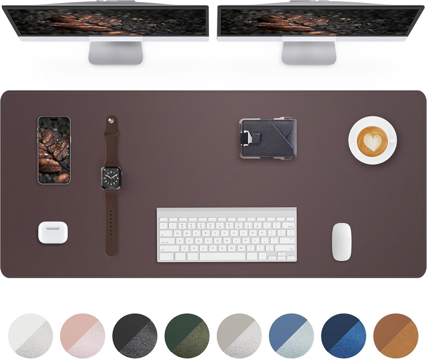 AFIING Large Desk Mat 55"x24" - Premium Non-Slip, Waterproof & Scratch-Resistant. Office Desk Protector Workspace Pad for Home/Office (Coffee)