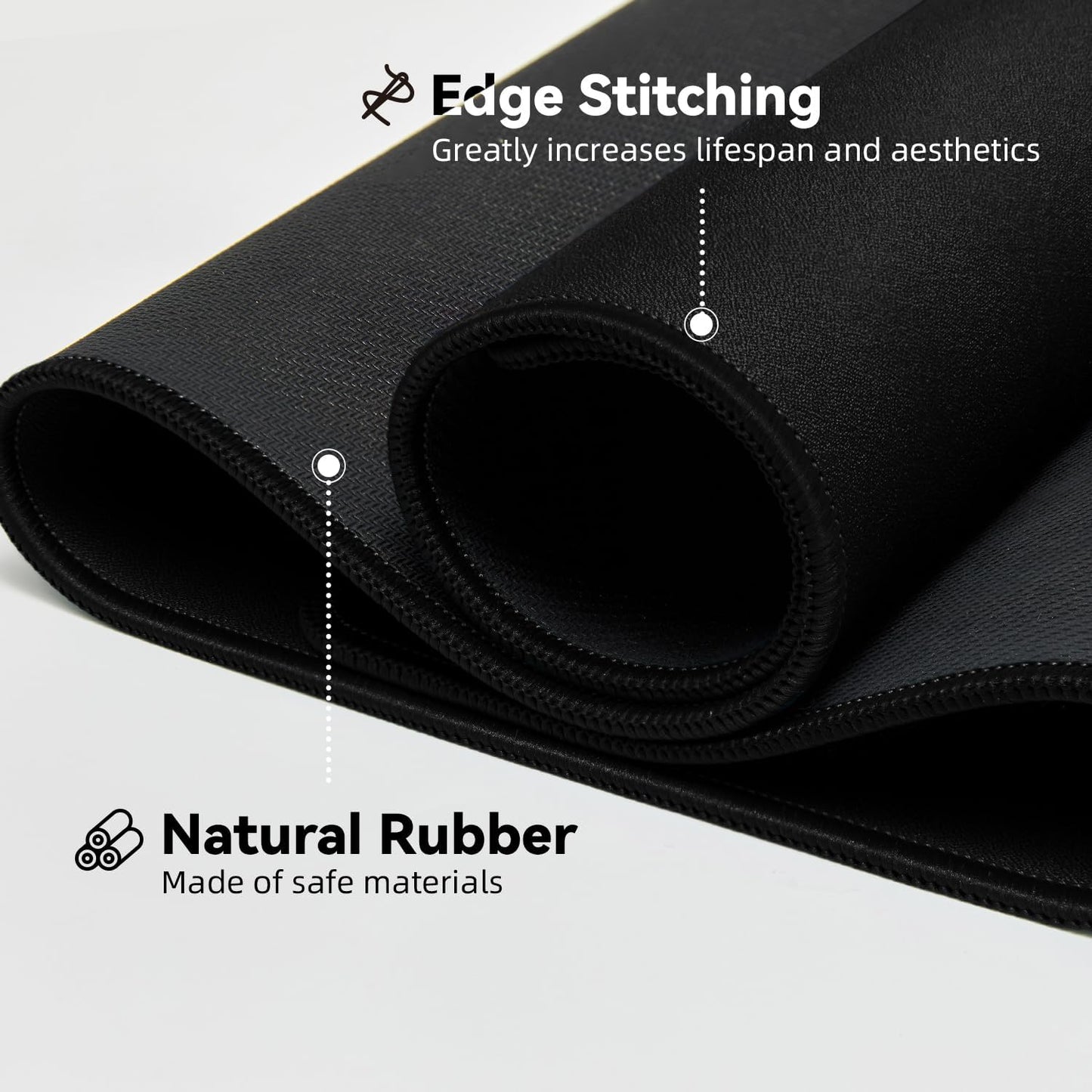 Large Gaming Mouse Pad with Durable Stitched Edges, Non-Slip Rubber Base, Big Computer Keyboard Mouse Mat Desk Pad for Home Office Gaming Work, 31.5"x11.8"x0.08", Black