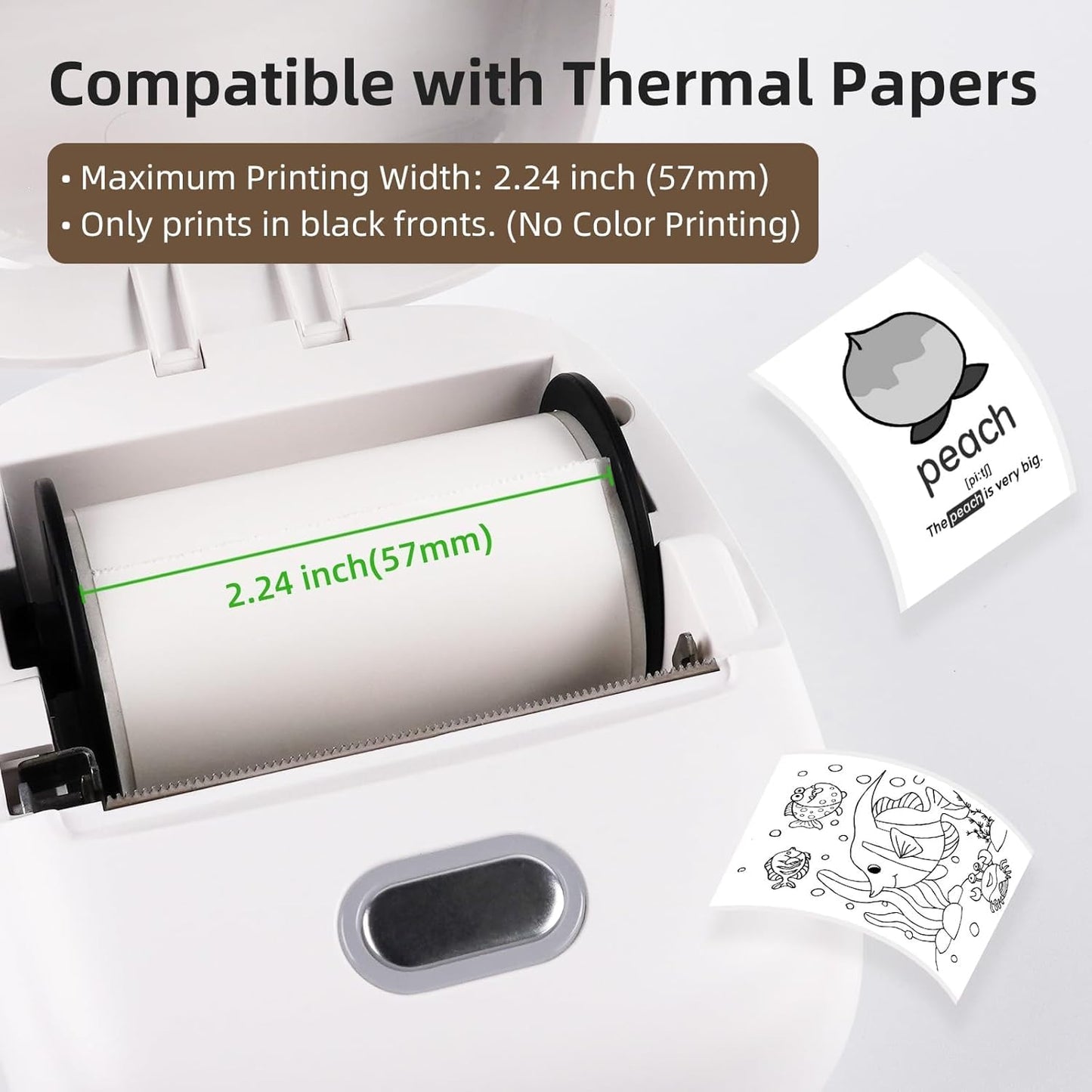 ORGSTA S002 Sticker Printer - Mini Printer Portable Thermal Sticker Maker, Bluetooth Print Pod Inkless Label Maker for Photos, Journal, Receipts, DIY Creation
