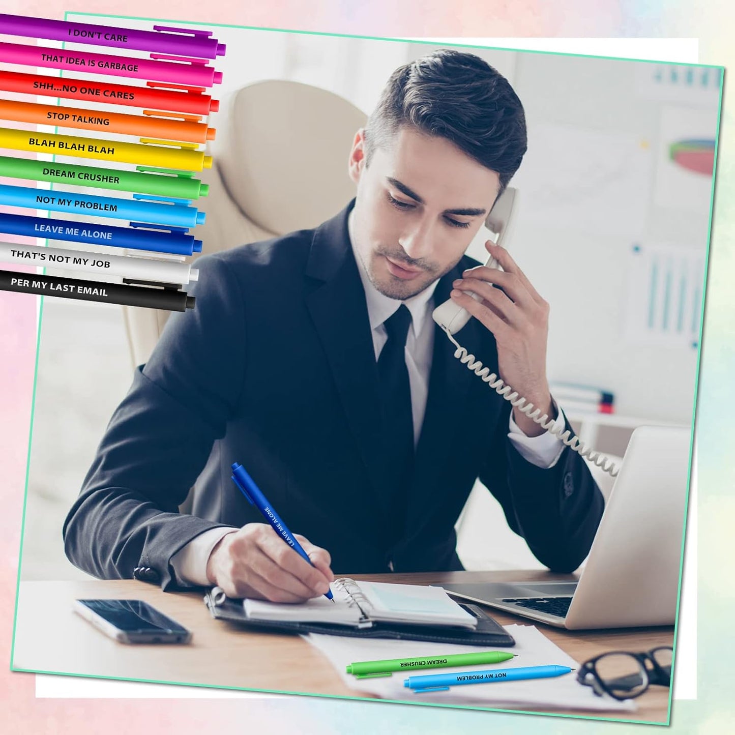 Epakh 50 Pcs Funny Pens Inspirational School Pens Bulk Positive Motivational Quotes on Ballpoint, Black Ink Pen for Adults Back to Schools Gift from Teacher(Optimisti,Bright Colors)