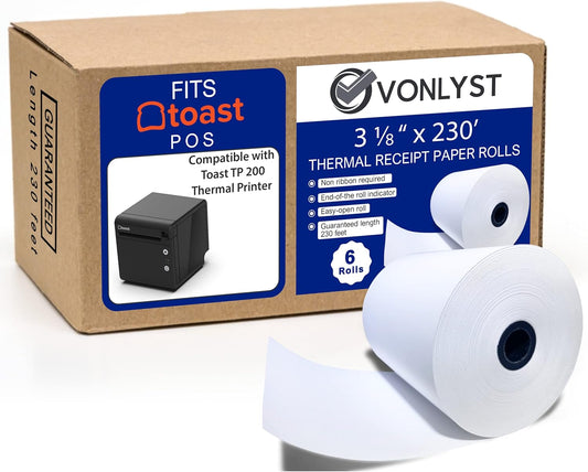 Thermal Printer Paper Roll for Toast TP200 Receipt Printer Point of Sale (06 rolls)