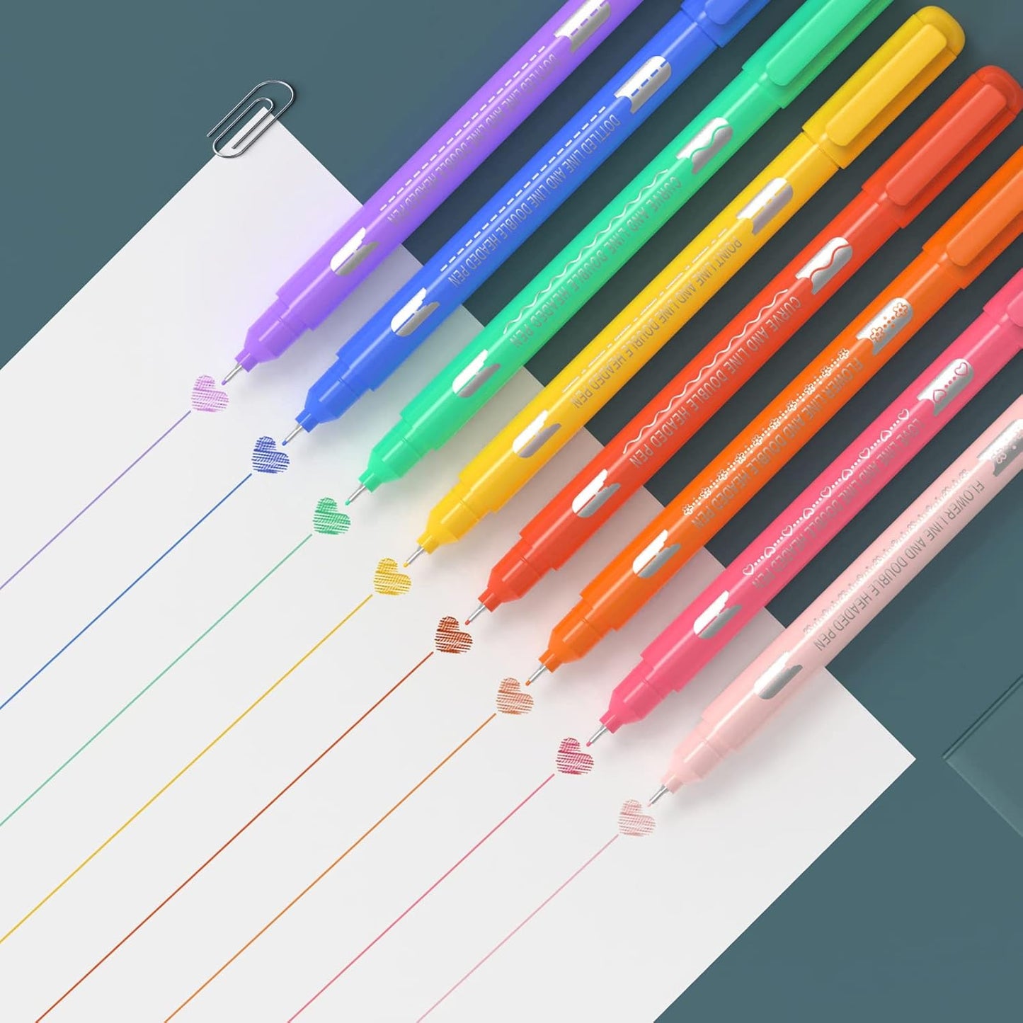 AECHY 8PCS Curve Highlighter Pen for Note Taking, Dual Tip Pens with 8 Different Curve Shapes & 8 Colors Fine Lines, Colored Curve Pens Set for Kids Journaling Back to School Supplies