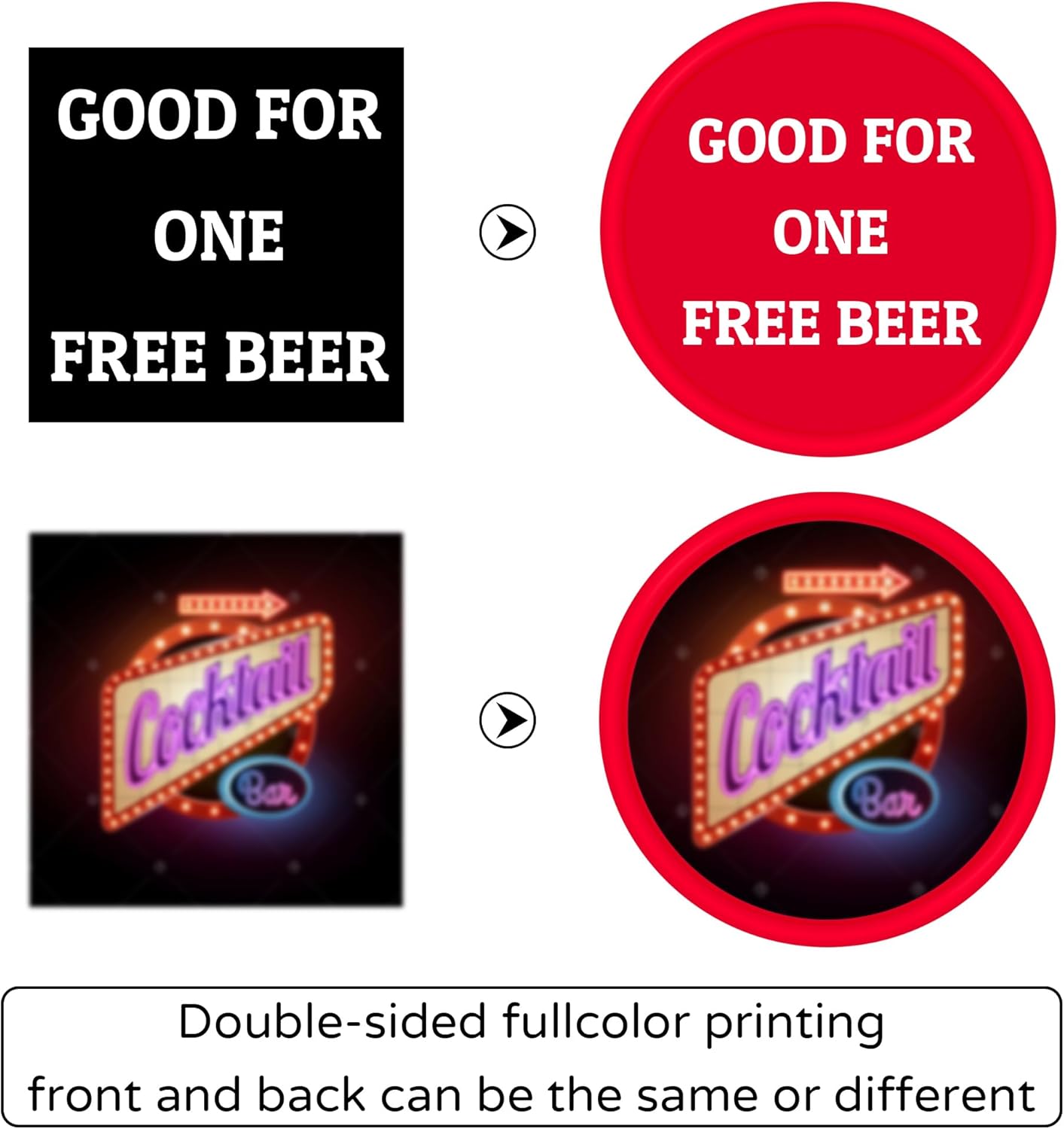 500 Personalized Plastic Chips, Custom Poker Chip, Print Your Logo Image or Text, Good for Golf Ball Markers, Challenge Coins, Business Cards, Drink Tokens