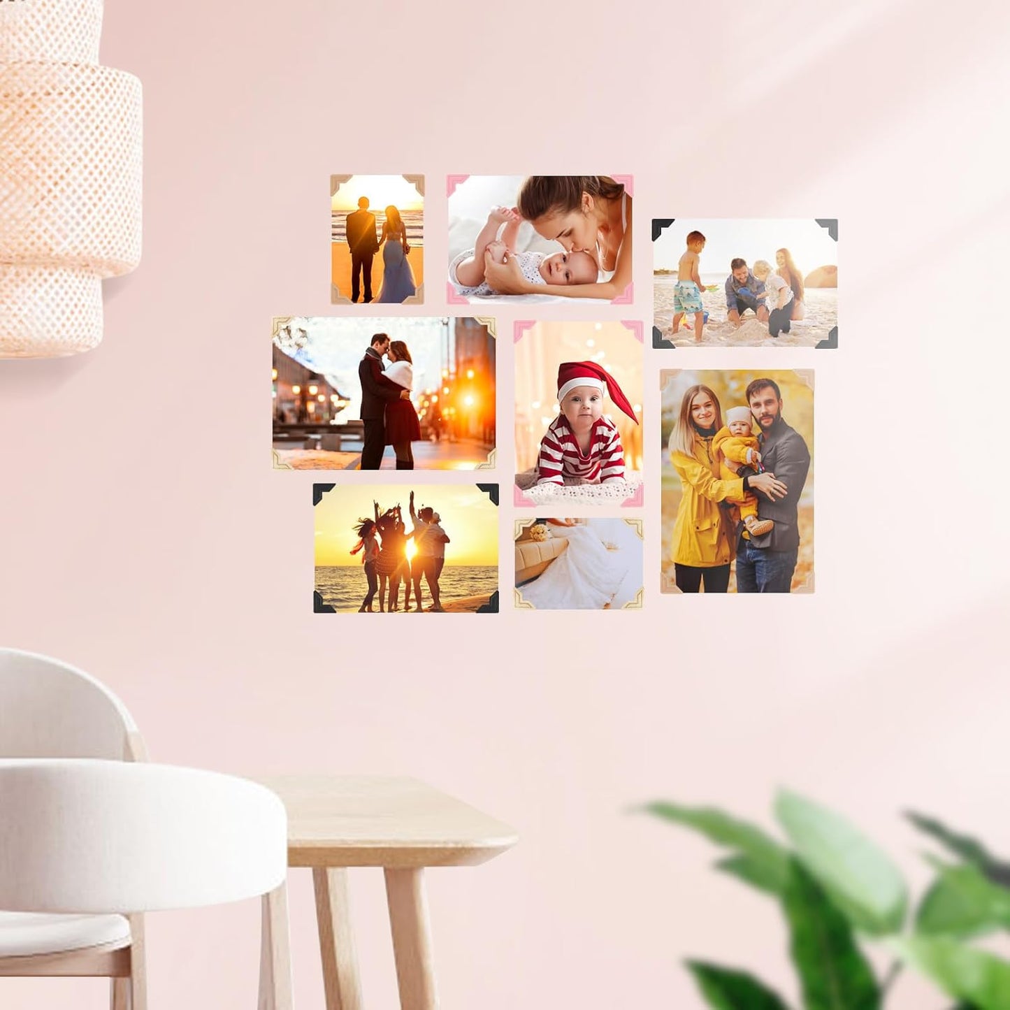 GOONAVI 10 Sheets 240 PCS Shiny Gold Acid-Free Photo Corners Notebook, Self-Adhesive Photo Corners for DIY Photo Album Journal, Photo Corner Stickers for Trip Journal Memory Book
