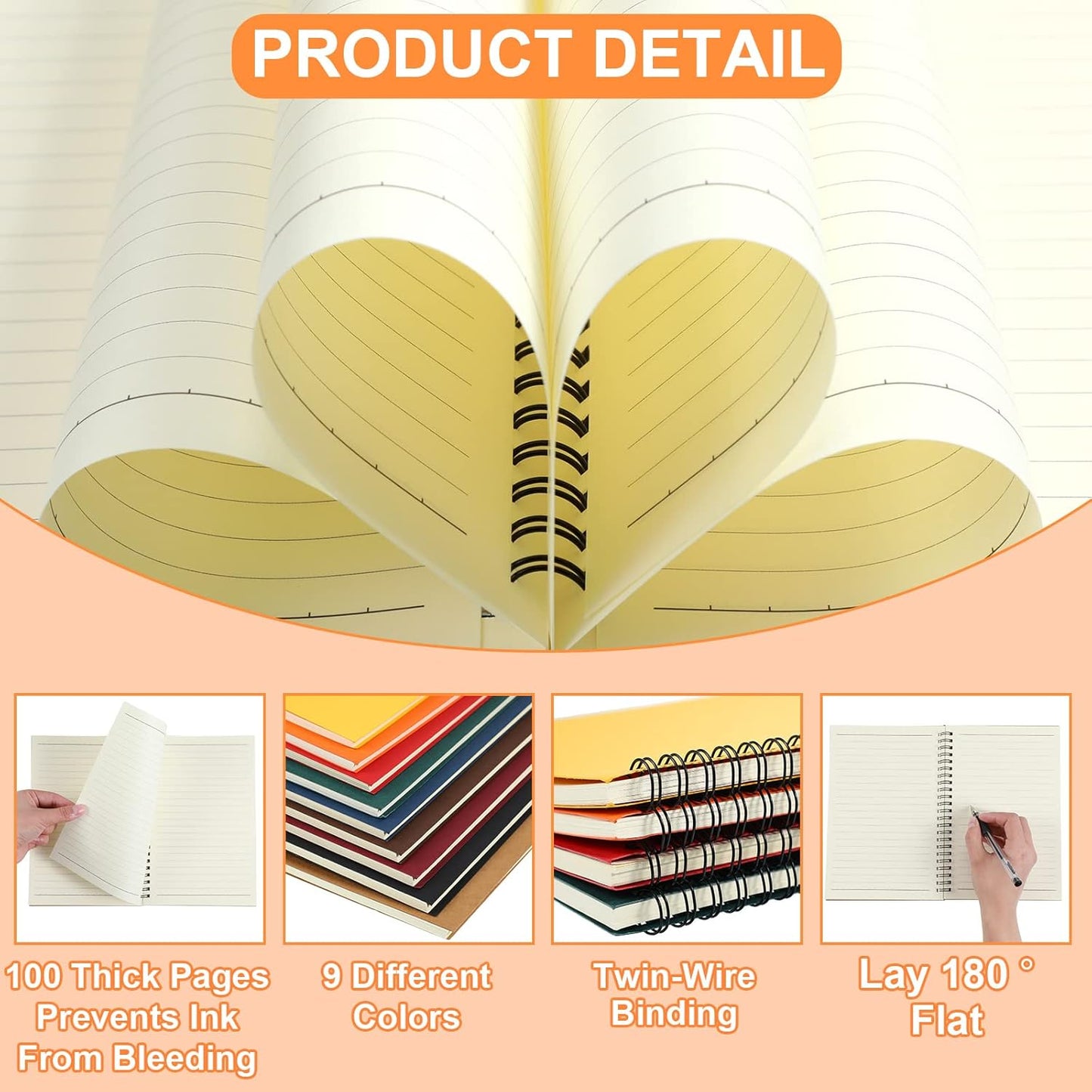 Yahenda Spiral Notebook Bulk A5 College Ruled Journals Notebooks Lined 8.3 x 5.5 Inch Note Books Composition Writing Thick Paper Notebook for Office Business School Gifts Supplies(Assorted Color, 54