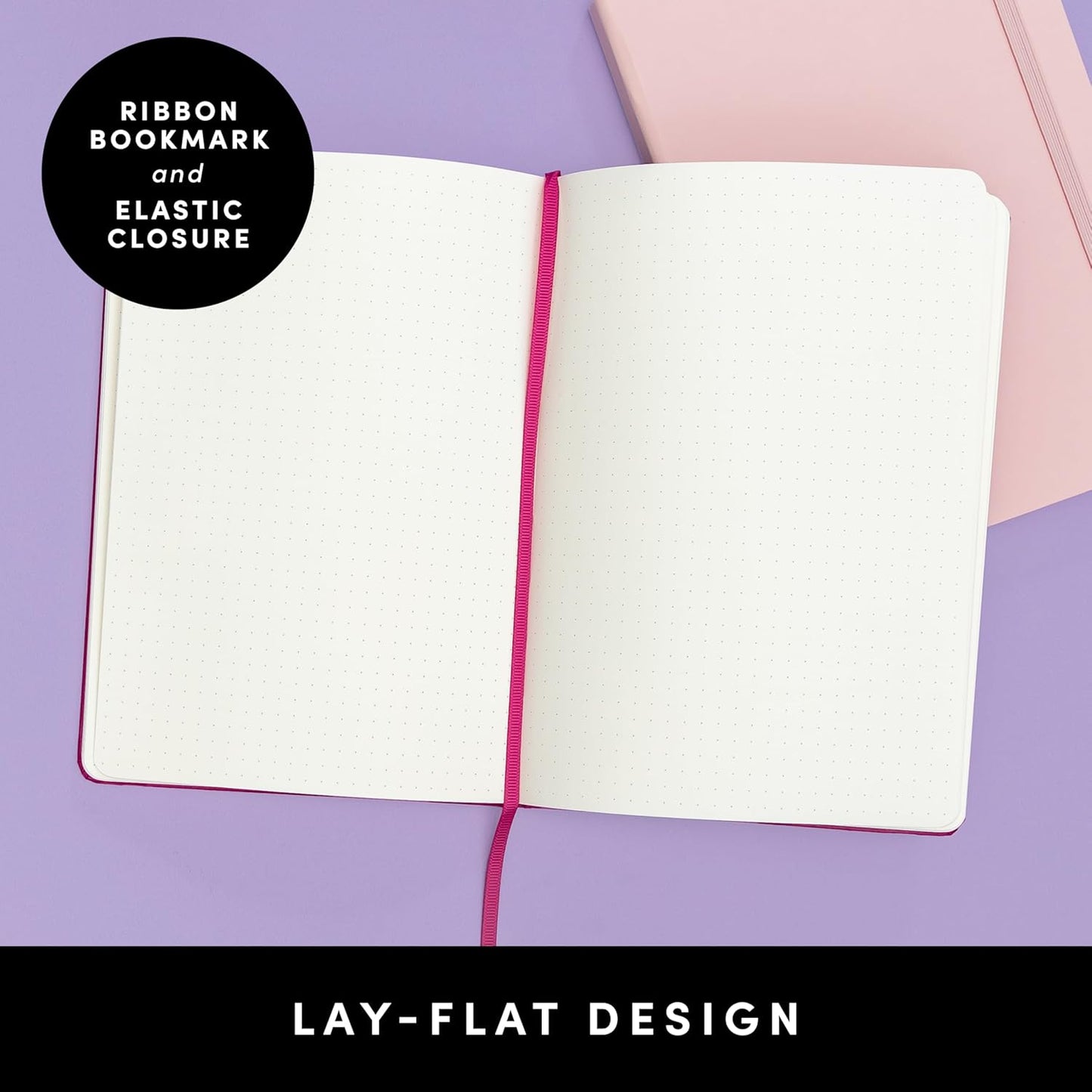 PAPERAGE Dotted Journal Notebook, (Lavender), 160 Pages, Medium 5.6 in x 8 in - 100 GSM Thick Paper – Hardcover Journaling Notebook for Work, School & Bullet Journaling