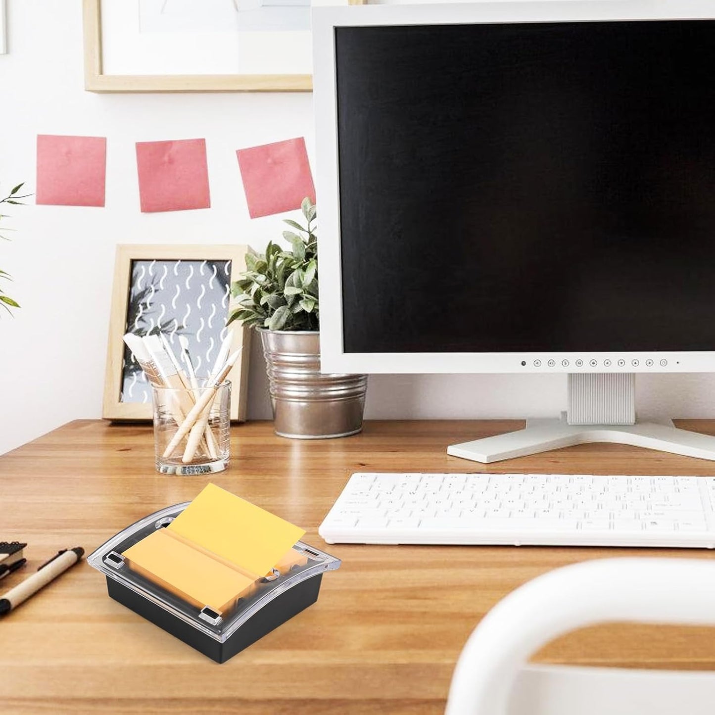 8 Pcs Pop Up Note Dispenser，Sticky Note Holder ，3 x 3 Inch，Clear Top and Black Base Sticky Notes Dispenser for School Office Home Store Classroom Desk Supplies