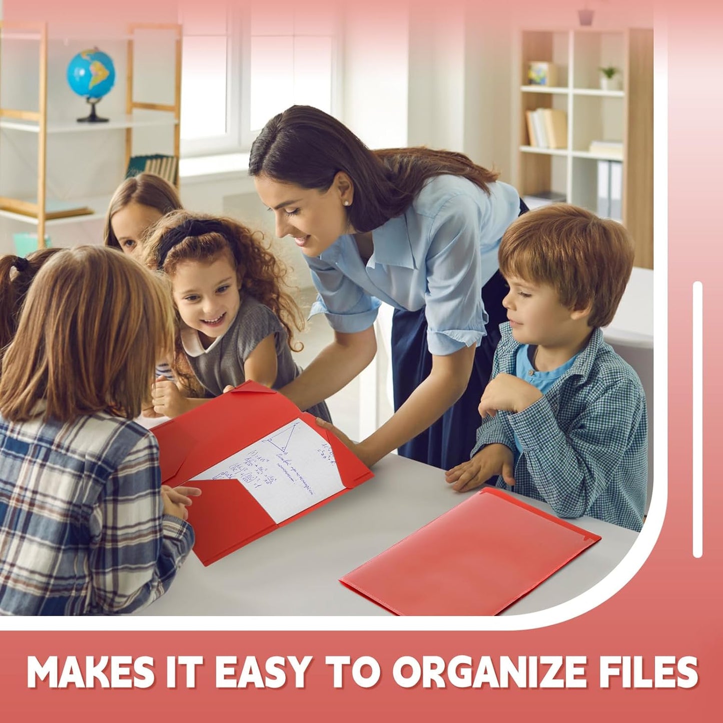 Henoyso 150 Pcs Plastic Folders with Clear Front Pockets Bulk Heavy Duty File Folders with 2 Pockets and Card Slot for Student Teacher Back to School Supplies Office Presentation (Red)