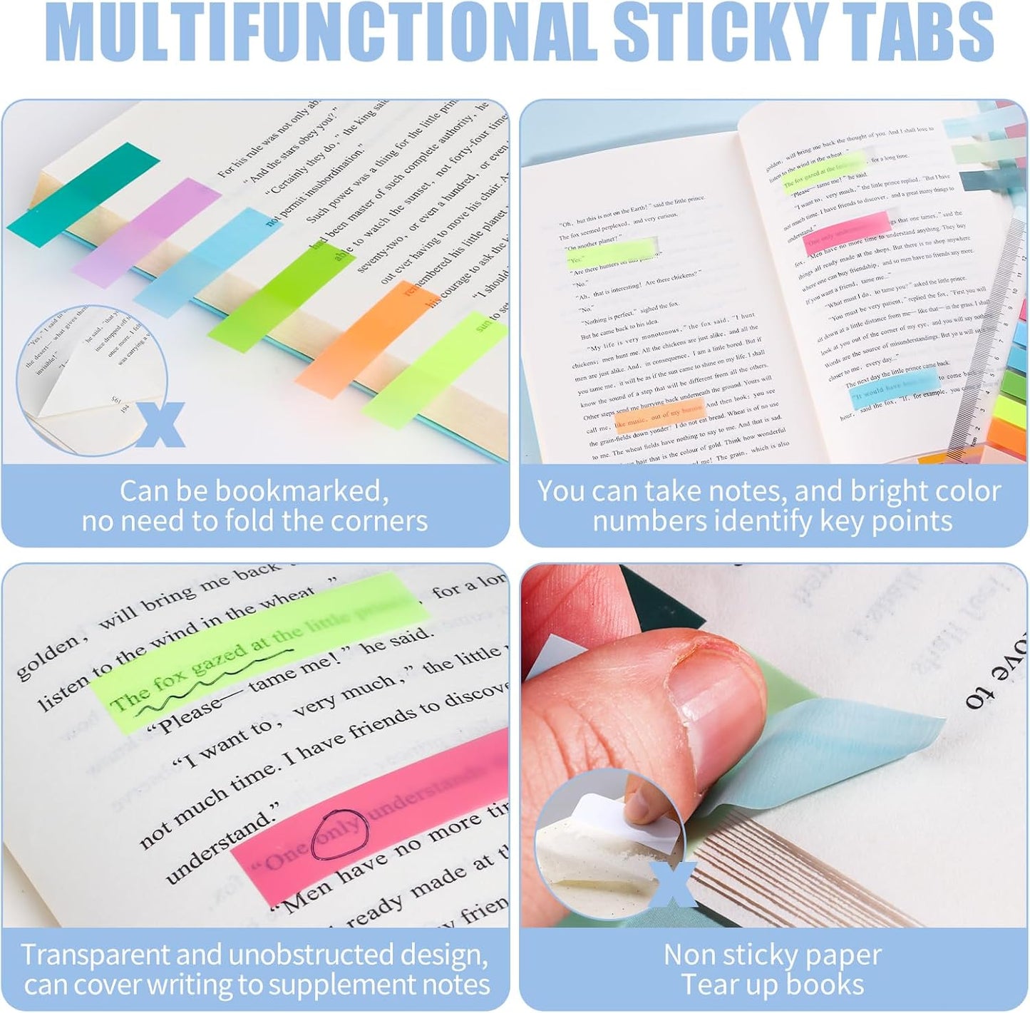Annotation Tabs Transparent Sticky Notes - 2400Pcs Book Tabs Writable Morandi Sticky Tabs Clear Sticky Notes Page Markers Tabs for Annotating Books, Book Marks for Reading Annotation Supplies 12 Sets…
