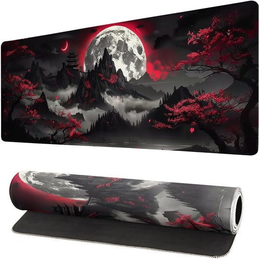 Extended Gaming Mouse Pad, Large Gaming Mouse Waterproof with Stitched Edges, Non-Slip Desktop Pad for Home and Office, Level Up Your 31.5x11.8 Inch… (Dark Night)