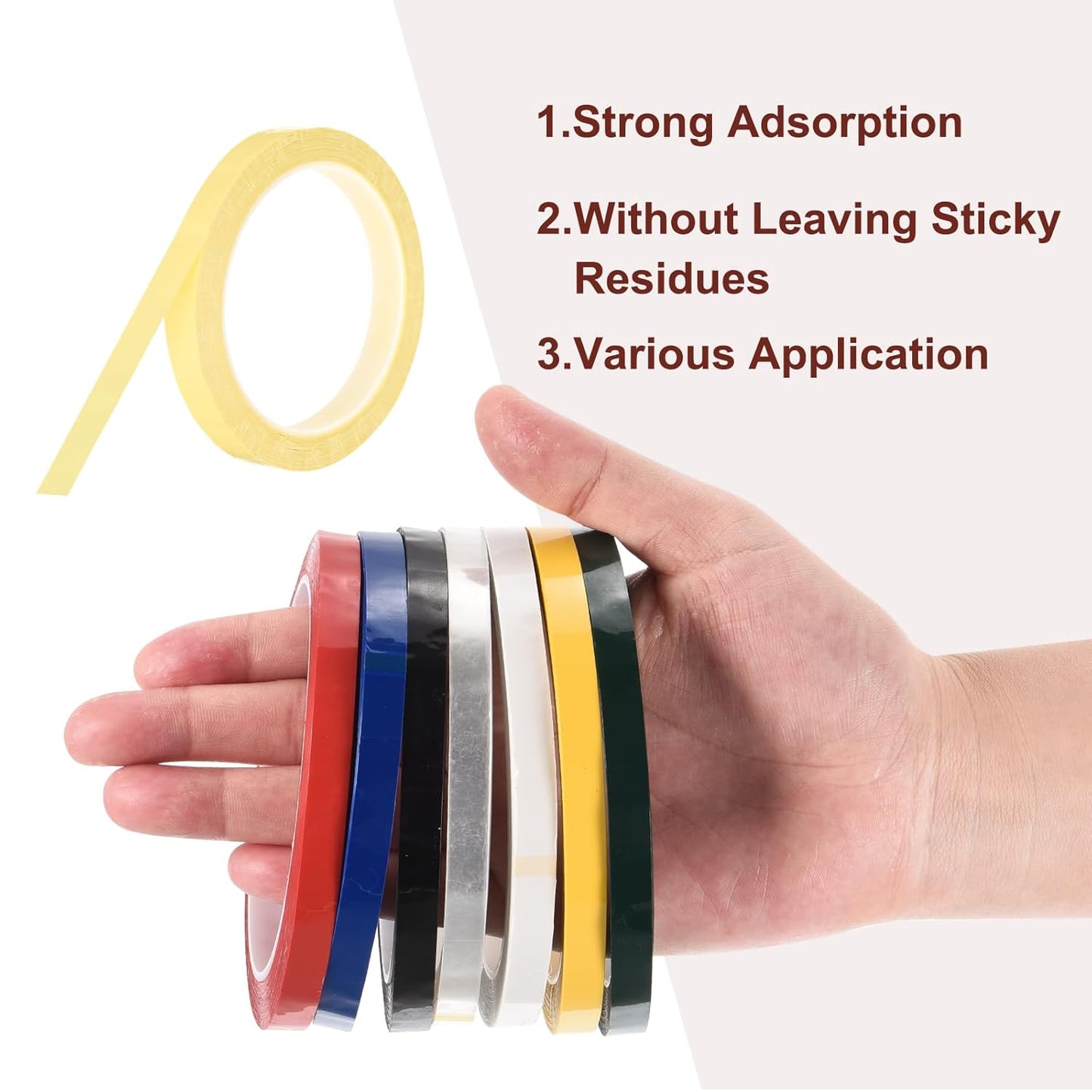 MECCANIXITY 10 Rolls Whiteboard Tape Graphic Chart Tape 12mm 54.7 Yard Art Tape Thin Self-Adhesive Pinstripe Tape Masking Tape for Gift Wrapping Craft Supplies, Light Yellow