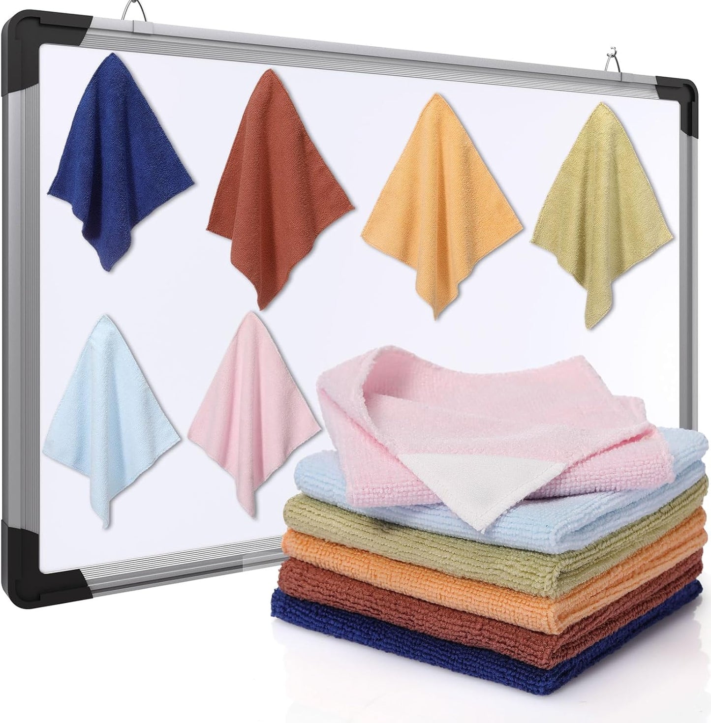 6 Pack Magnetic Whiteboard Cleaning Cloth Extra Strong Magnetism 10'' X 10'' Colorful Microfiber Dry Erase Cloth Reusable Washable Whiteboard Eraser for Classroom, Home and Office Use(Morandi Color)