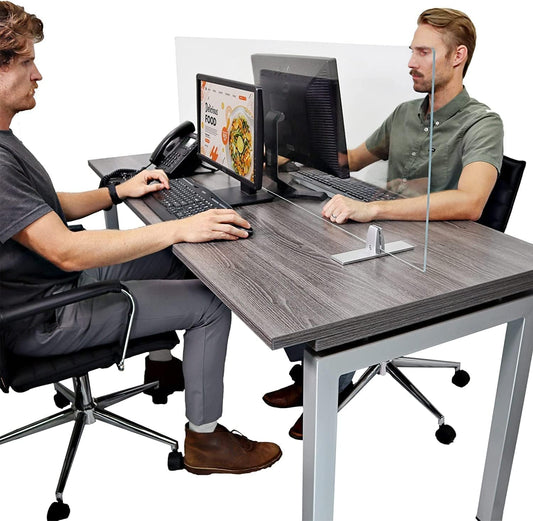 OBEX Acrylic Free Standing Screen, Divider for Desk Privacy Home & Office Partitions for Table Top Workstation, Portable Cubicle Panel for Work, 18" x 66", Clear