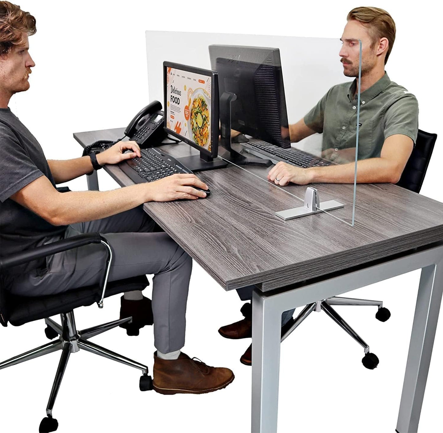 OBEX Acrylic Free Standing Screen, Divider for Desk Privacy Home & Office Partitions for Table Top Workstation, Portable Cubicle Panel for Work, 24" x 42", Clear