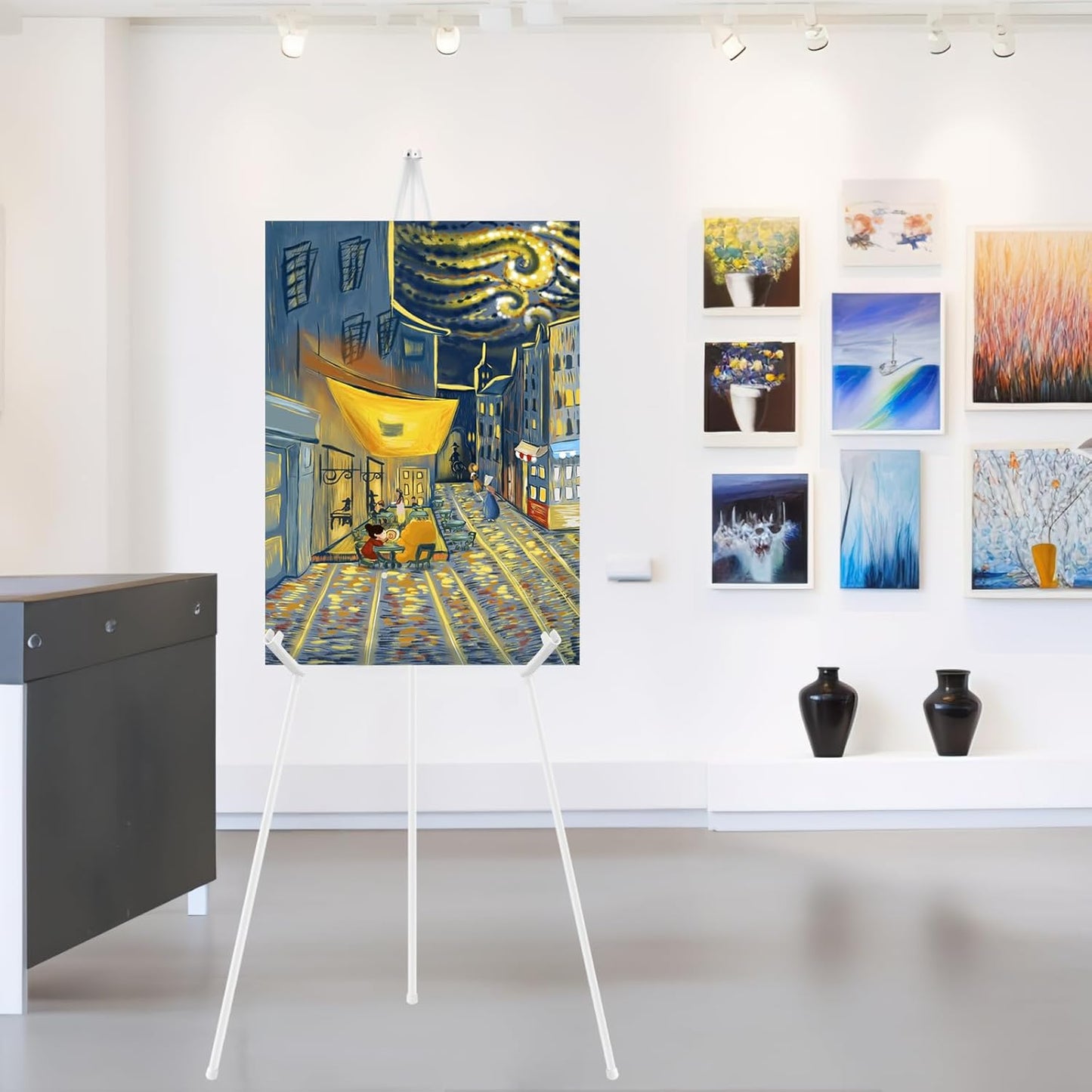 3PCS White Easel Stand for Wedding Sign Stand, 66 Inch Lightweight Adjustable Art Poster Board Stand for Display Wedding Welcome Sign, Metal Easel Stand for Painting with Portable Bag