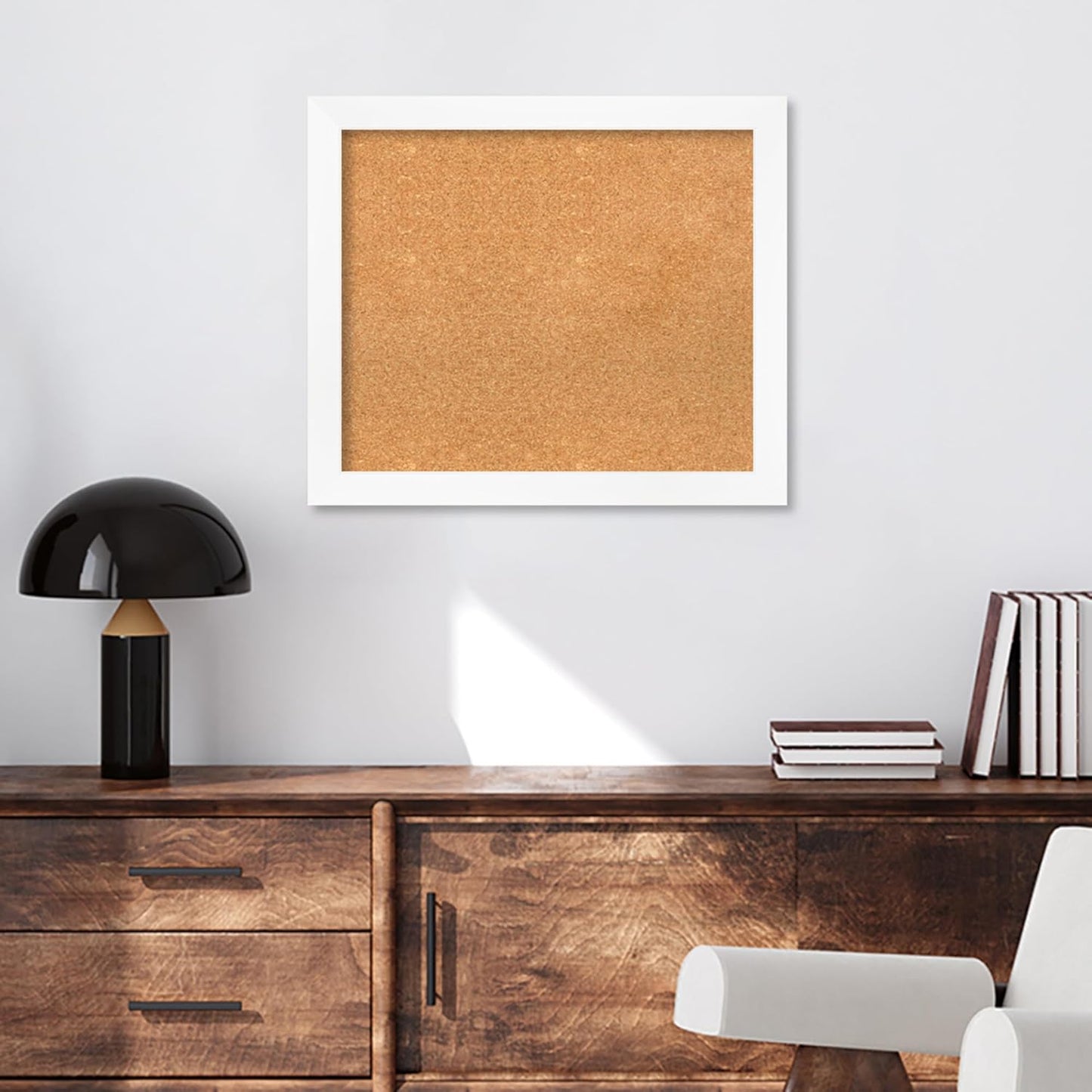 Amanti Art Natural Cork Board for Wall, 23x27 Vision Board with White Frame, Medium Corkboard Office Decor for Home Organization, Modern Corkboard Pinboard to Display Items for Home Organization in