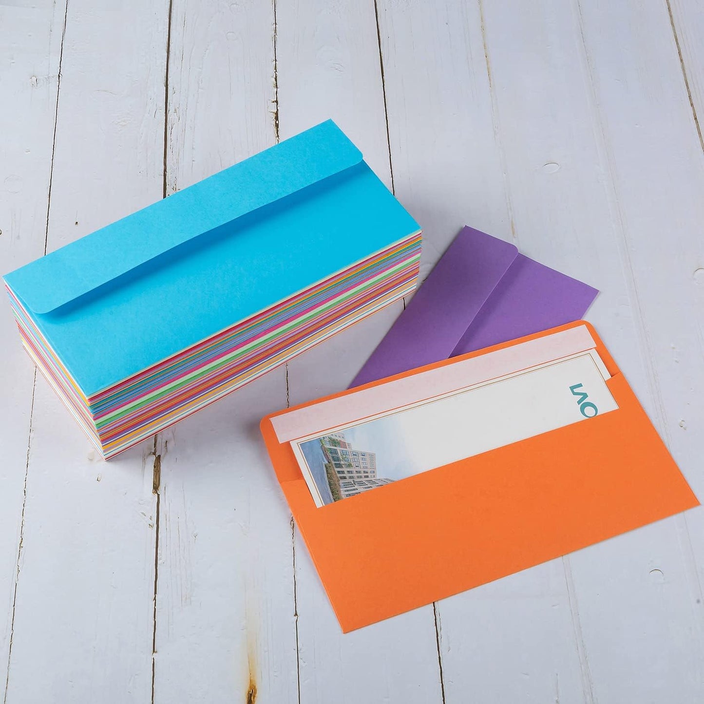 50 Pack Colorful #10 Business Envelopes Self Seal Standard Envelopes for Office Checks, Business, Letter Mailing Invoices, 4.13 x 9.49 Inches