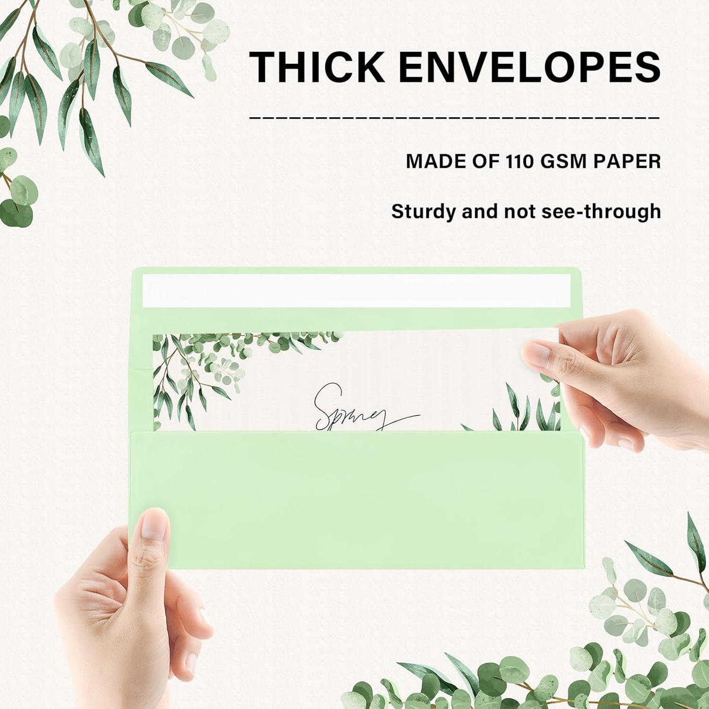 50 Pack #10 Business Envelopes, Self Seal Standard Light Green Envelopes for Secure Business & Legal Mailing, Office, Checks, Letter, Invoices, 4 1/8 x 9 1/2 Inches