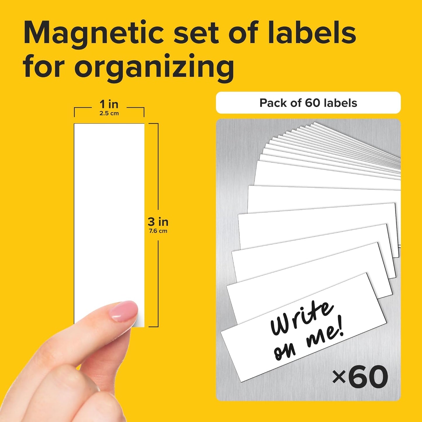 X-bet MAGNET Dry Erase Magnetic Labels 60 pcs 1x3 - Reusable Sticky Notes - Magnetic Notepads for Refrigerator - Dry Erase Magnetic Sheets - Blank Magnet Stickers - Used for Whiteboard, Classroom