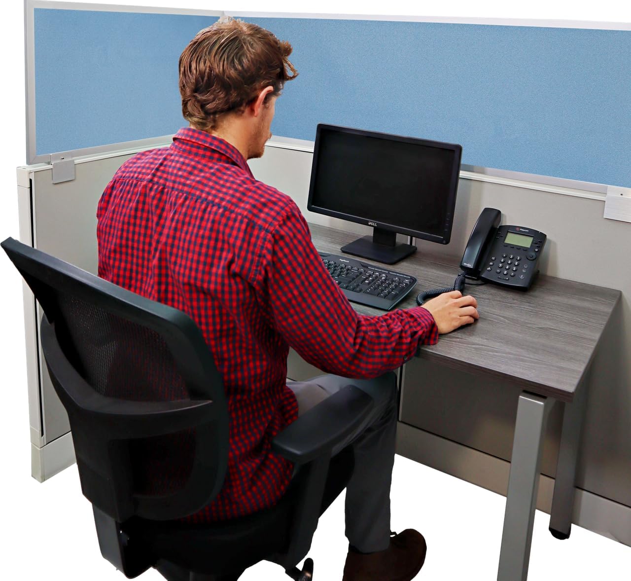 OBEX Acoustical Cubicle Privacy Screen Extender Desk Panel & Office Divider, Add Separation & Block Noise, 18" x 36", Twilight