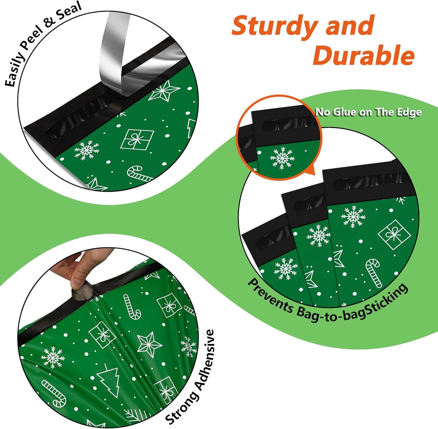 Poly Mailers 12x15.5 Inch 50 Pcs - Christmas printed Shipping Bags, 2.4mil Thickness, Waterproof and Tear Resistant Mailing Envelopes, Self-Sealing Packaging Bags for Small Business