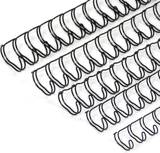 Rayson Double Loop Binding Wires, Mixed Sizes (3/8", 7/16", 1/2", 9/16", 5/8") 2:1 Pitch Wire Binding Spines, 21-Loop Black, Pack of 100