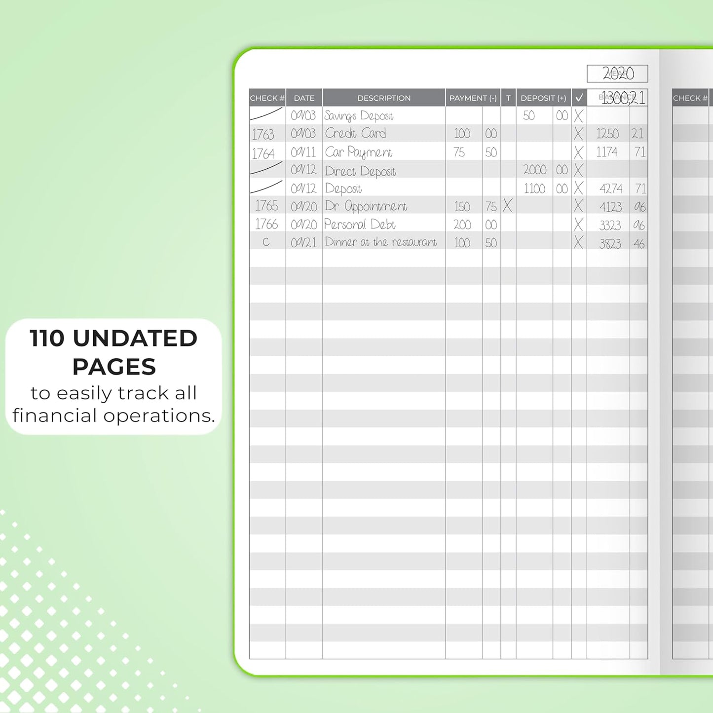 Clever Fox Check Register Book - Deluxe Transaction Register, Accounting Ledger Book, Checkbook Register & Checking Account Register Book for Personal and Work Use, A5 Hardcover - Green