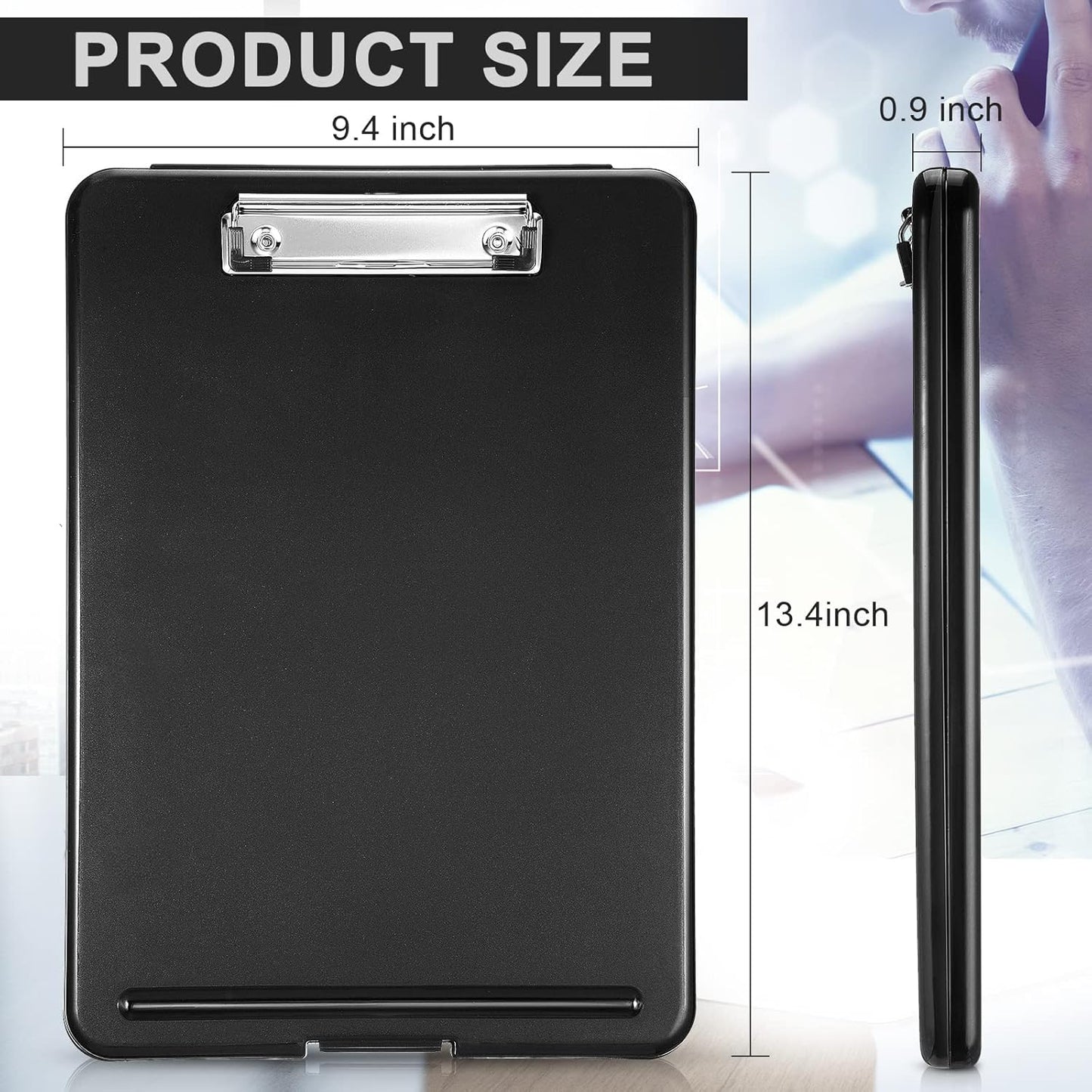 Geyee 8 Pcs Clipboard with Storage Plastic Foldable Nursing Clipboard Storage with Pen Holder 9. 5 x 13. 4 Inch Foldable Clip Board with Low Profile Clip for Student Teacher Nurse Office Supplies
