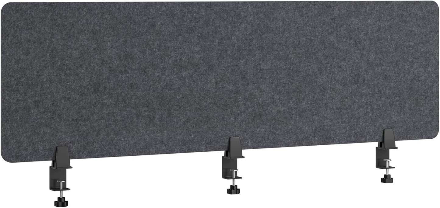 Bush Business Furniture 58W Desktop Privacy Screen in Cool Charcoal, Desk Mounted Office Partition with Acoustic Sound Dampening Panel