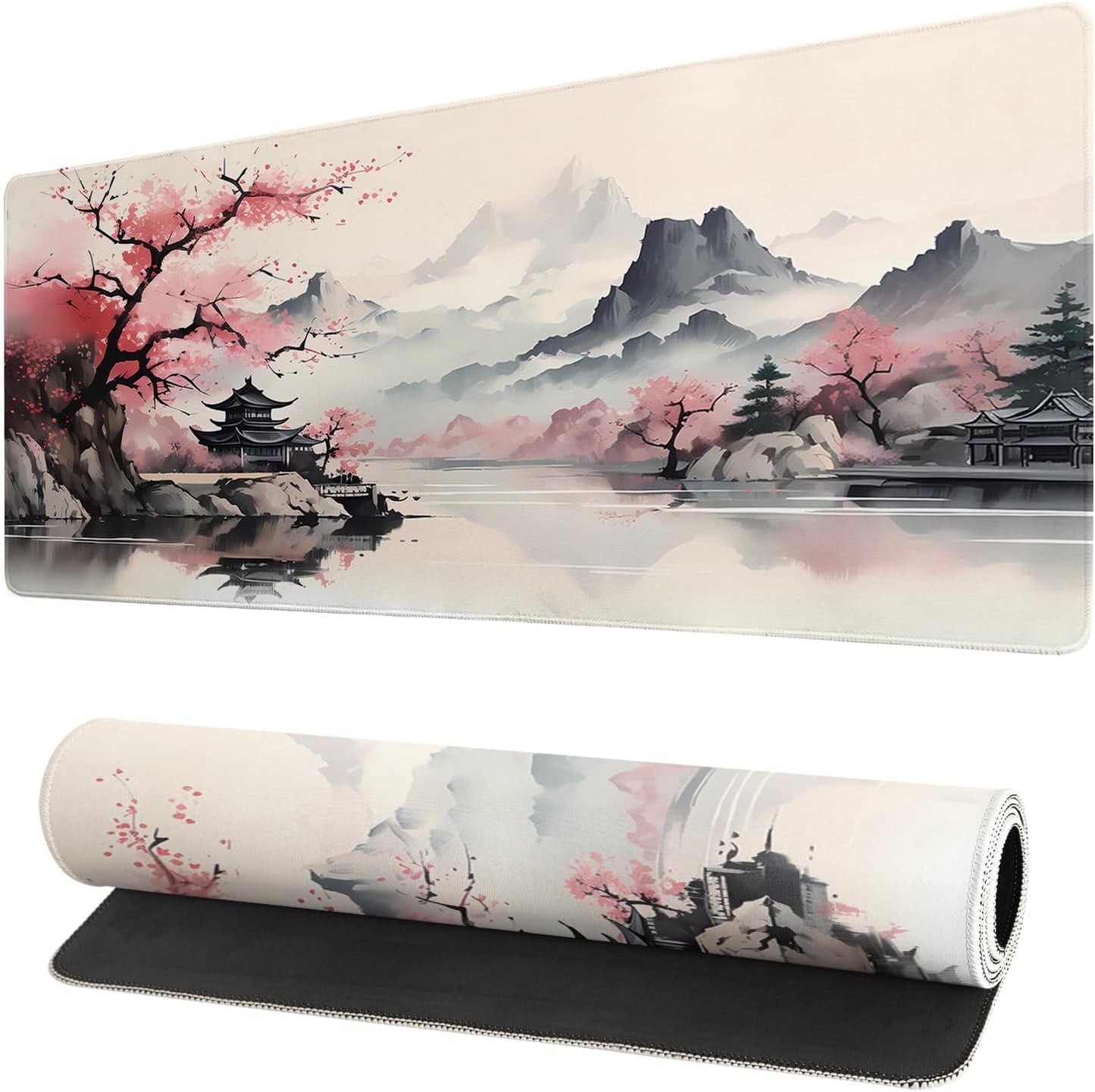 Gaming Mouse Pad Desk Pad,Extended Big Mouse Pad,31.5x11.8 Inch Long Computer Keyboard Mouse Mat Mousepad with 3mm Non-Slip Base and Stitched Edge for Gaming and Office