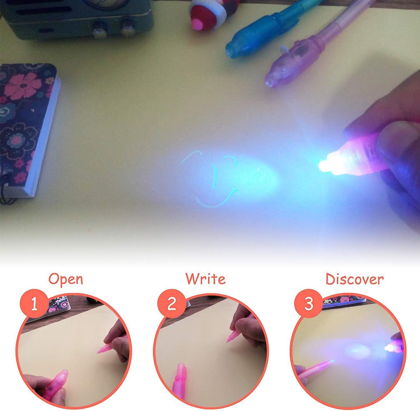 Invisible Ink Pen with UV Light Secret Message Pen Spy Pens Magic Invisible Markers Classroom Gifts for Students, Party Favors for Kids 8-12, Goodie Bag Stuffers for Kids