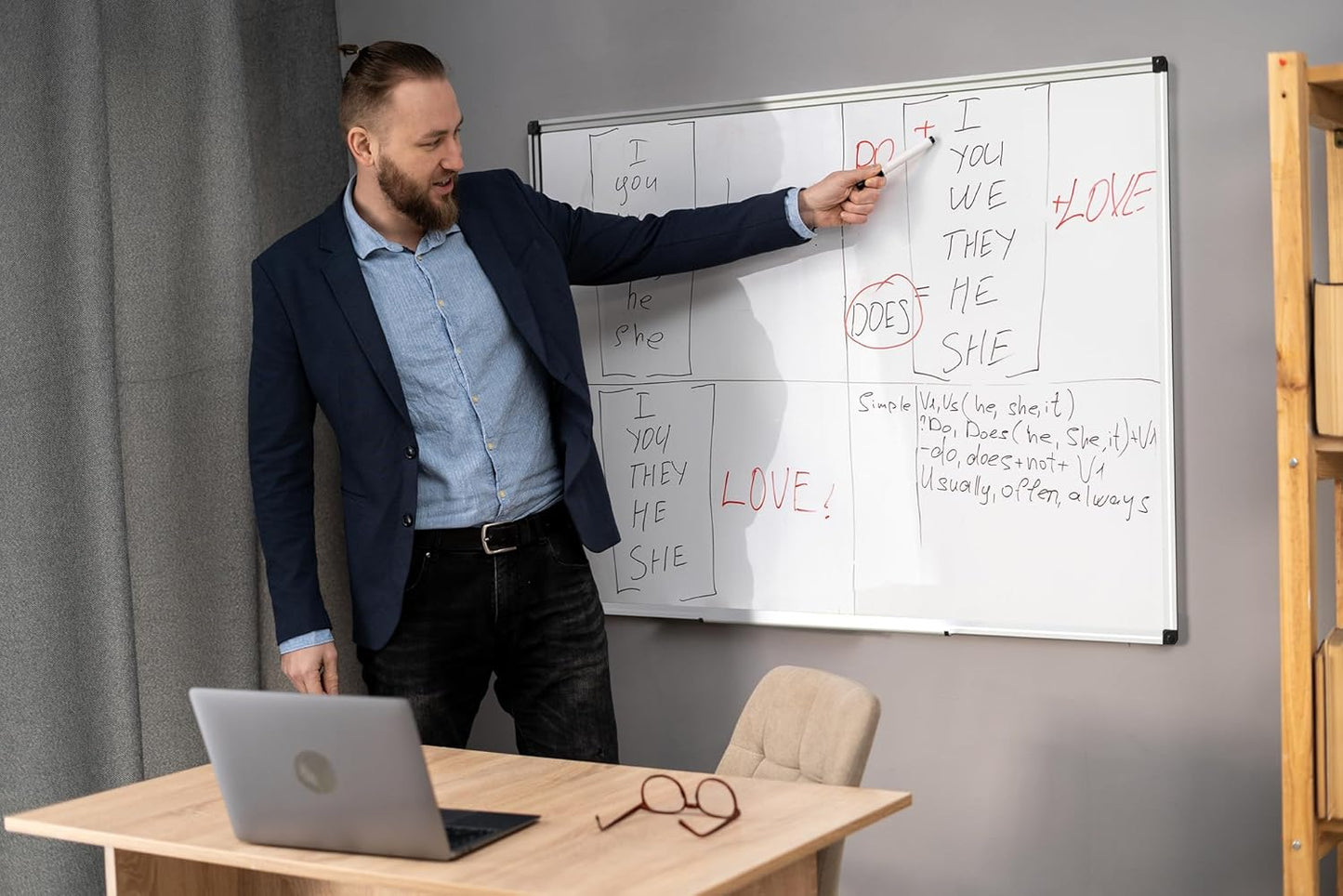 Magnetic Dry Erase White Board - 46 x 33 Inch Whiteboard for Wall - 4 x 3 Large Wall-Mounted Board with Silver Aluminum Frame, 1 Magnetic Eraser, 2 Pens, 1 Detachable Marker Tray, 6 Magnets