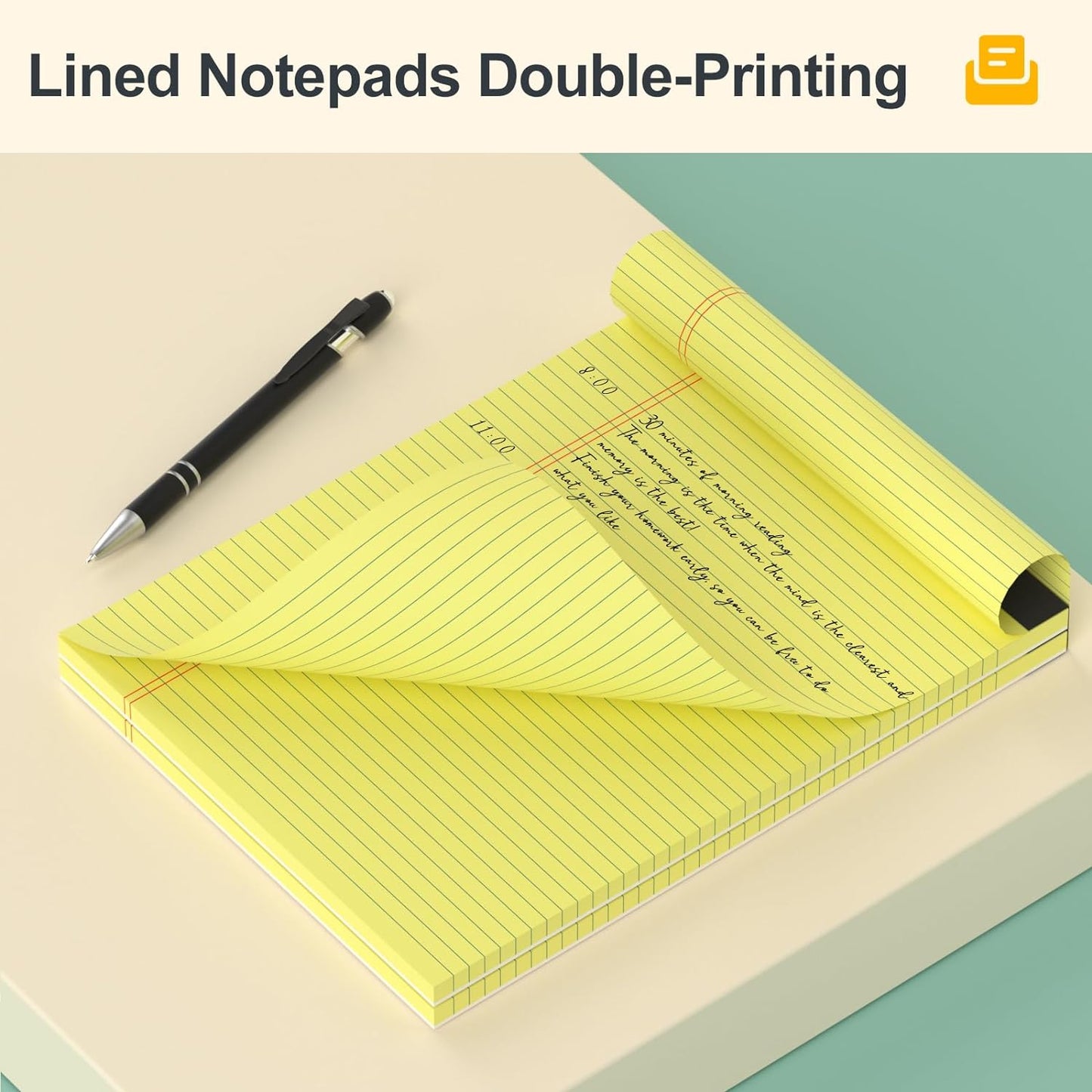 Yellow Legal Pads 8.5 x 11 Narrow Ruled Note Pads - 20 Pack Yellow Notepad 8 1/2 x 11 Paper Tabletsd - Perforated Yellow Pad 8.5 x 11 Lined Notepad 30 Sheets/ 60 Pages each Note Pad for Office School